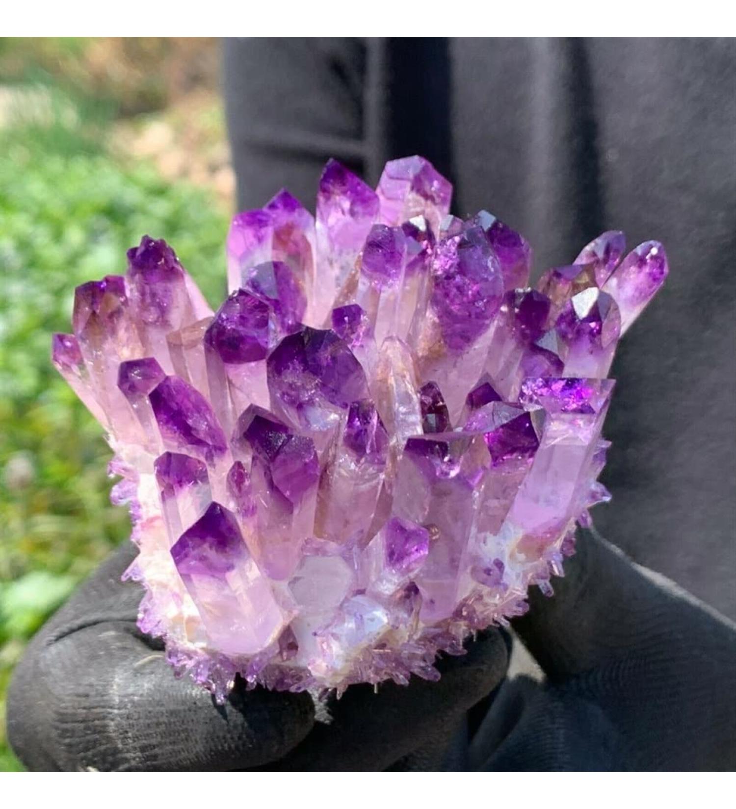 Purpl Phantom Quartz Crystal Cluster Specimen 400g Beautiful Natural Crystal Stone QINTINYIN ERTEYIN - Buy Online on GoSupps.com