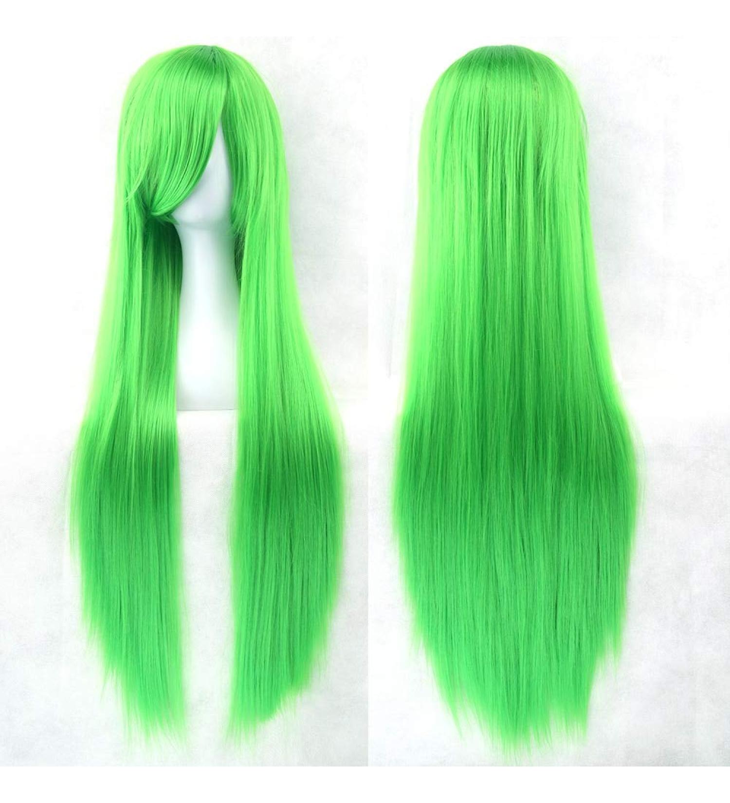 LFMDJF 24 Colors 80cm Long Straight Wigs Green Black Party Hair Accessories Synthetic Hair Wig for Women 32inches T1B/4/30#144