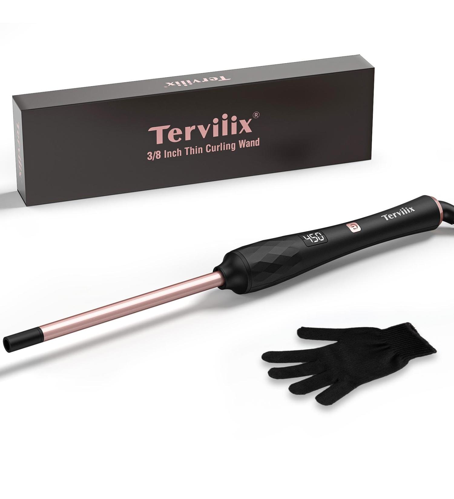 Terviiix 3/8 Inch Small Barrel Curling Iron Wand - Argan Oil & Keratin Infused Ceramic Curler for Short & Long Hair with Digital Temperature Control - International Shipping Available - Buy Online on GoSupps.com