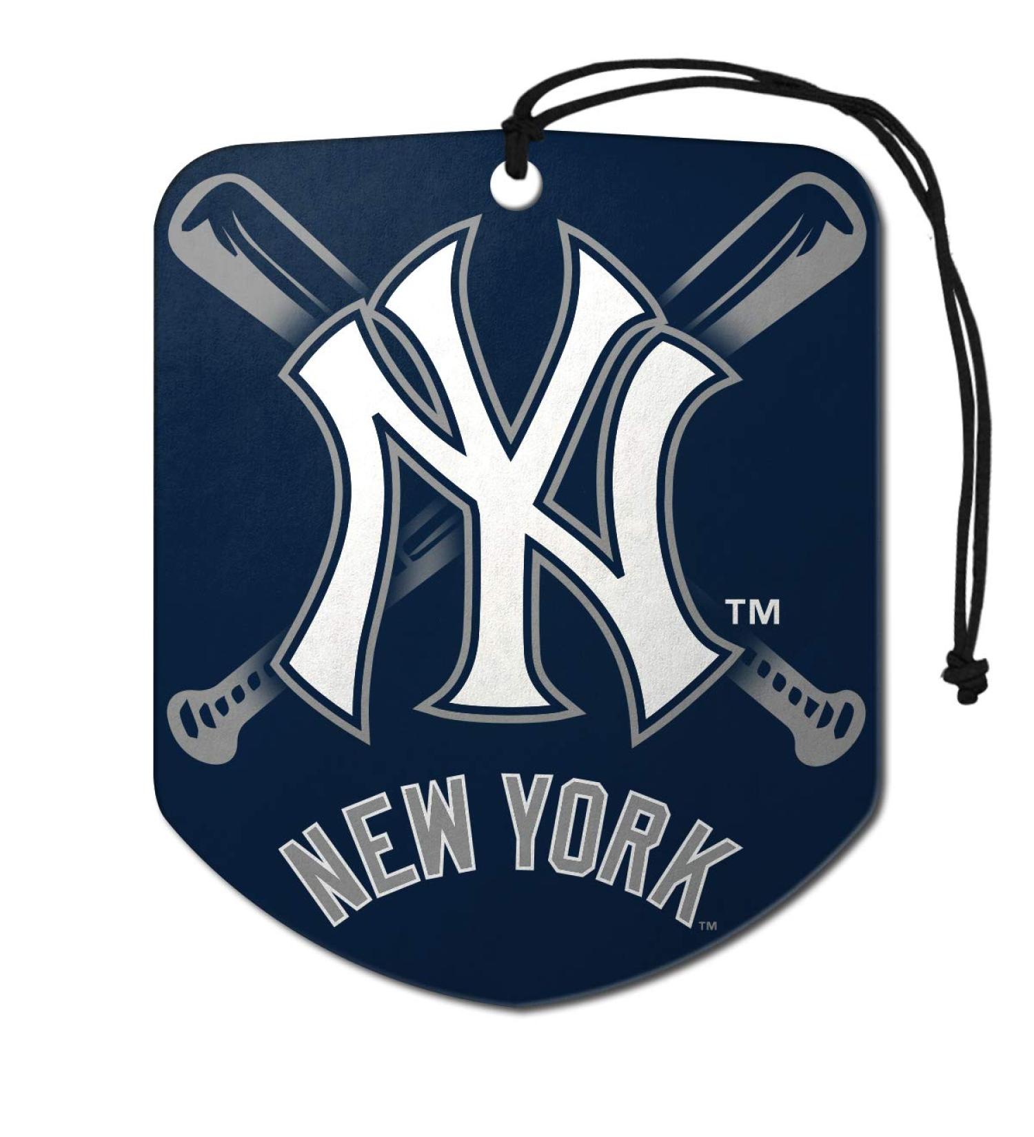 FANMATS 61551 MLB New York Yankees Hanging Car Air Freshener, 2 Pack, Black Ice Scent, Odor Eliminator, Shield Design with Team Logo