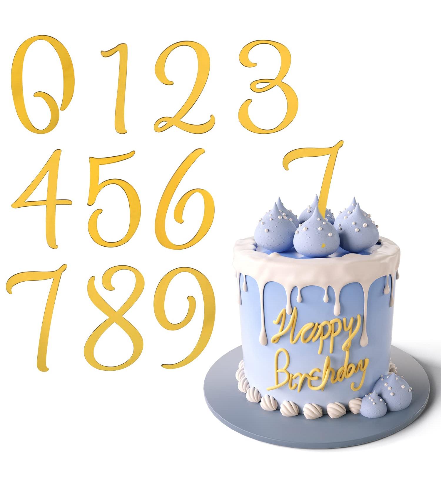 SAVITA 10pcs Acrylic Number Cake Topper with 0-9 Numbers Gold Number Cake Toppers Birthday Cake Toppers Numbers for Party Anniversary Celebration Birthday Wedding Cake Decorations (D20066) - Buy Online on GoSupps.com