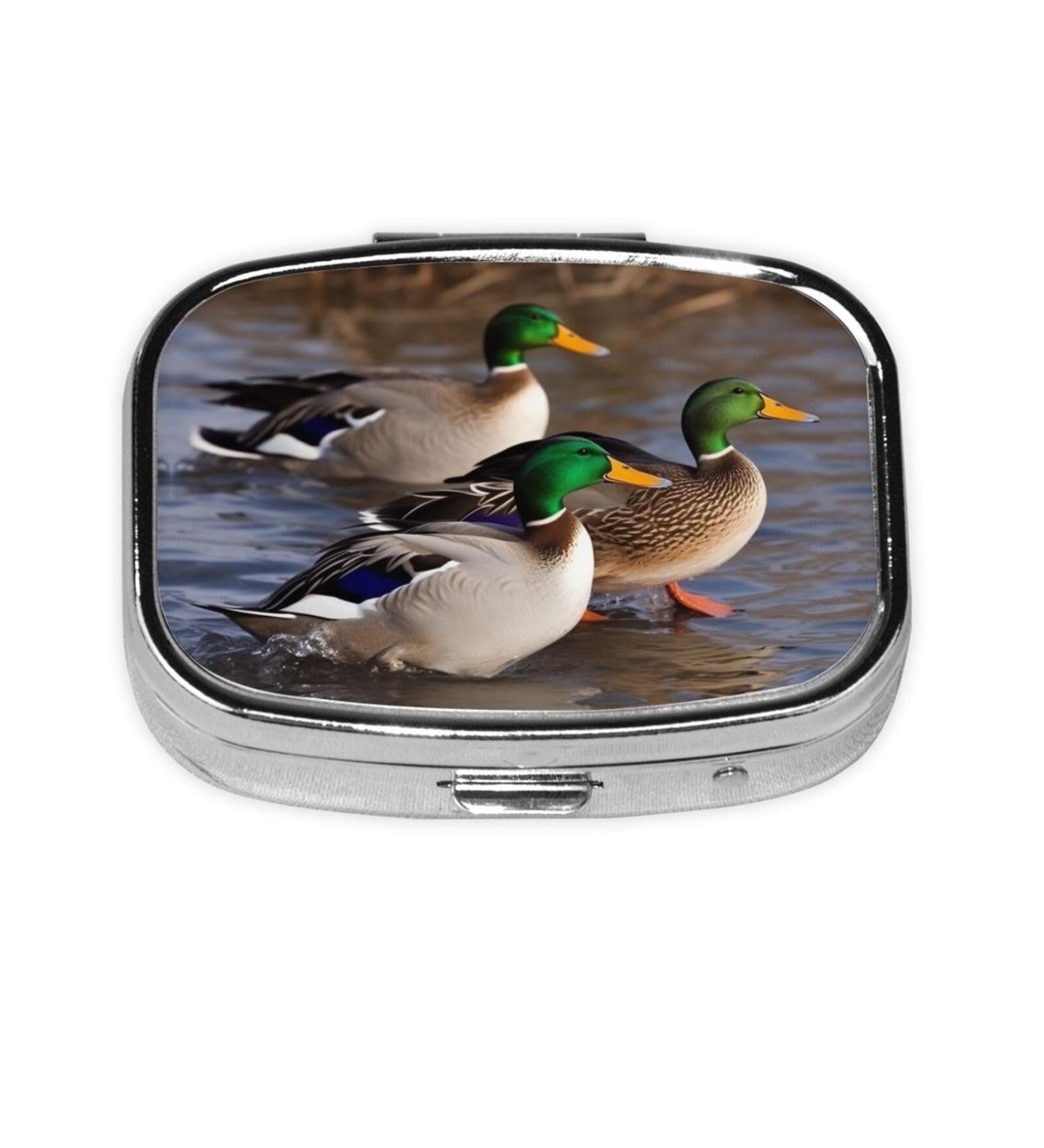 Mallard Ducks 2 Compartment Pill Case | Cute Travel Pill Organizer for Pocket & Purse | Ideal Gift - Buy Online on GoSupps.com