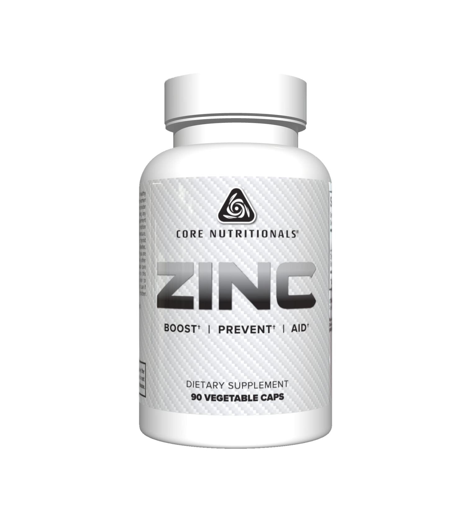 Core Nutritionals Zinc Supports Immune System Function Promotes Skin Health 50mg 90 Capsules