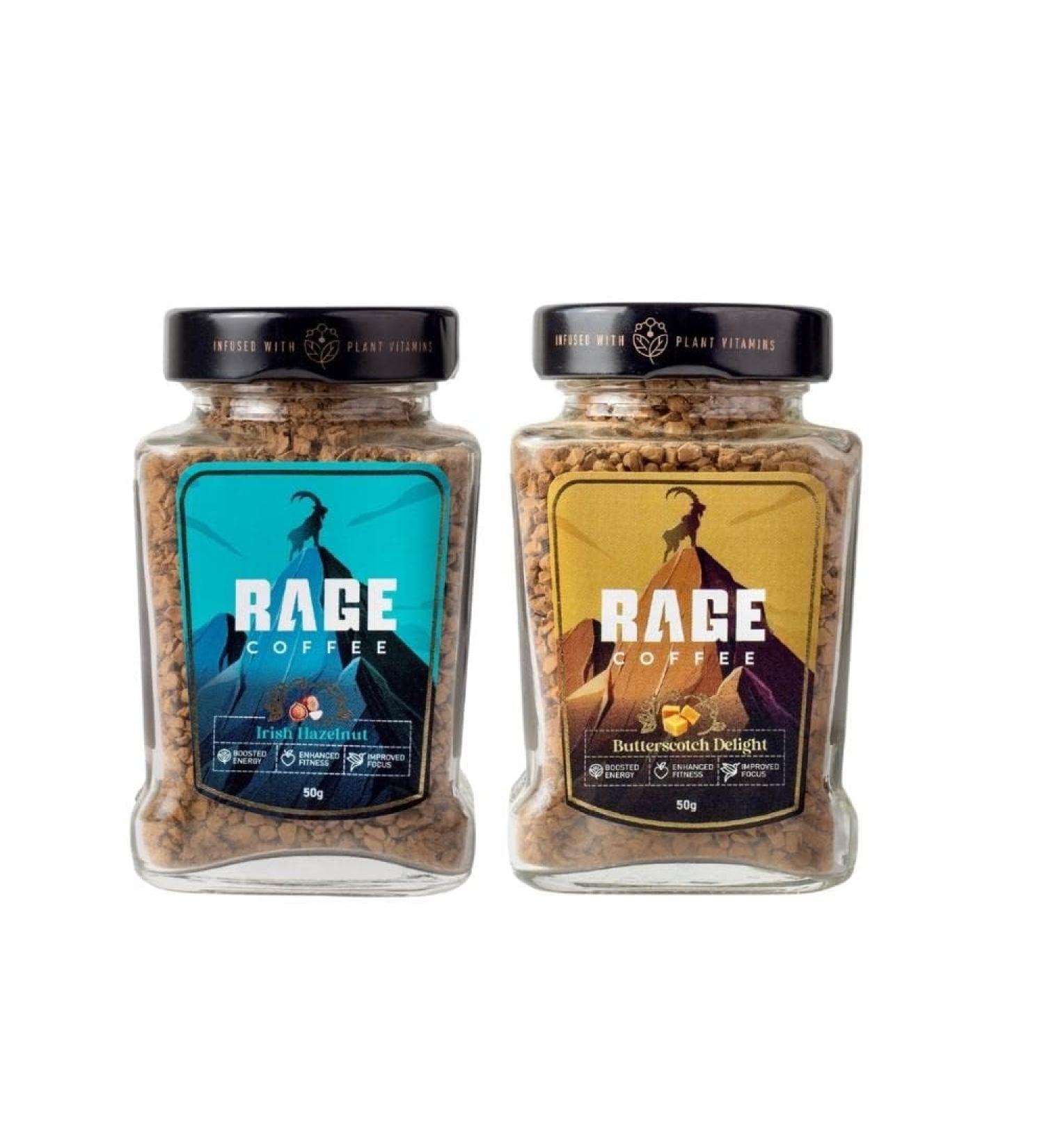 Instant Coffee Combo Pack of 2 - Butterscotch Delight & Irish Hazelnut (Flavoured Instant Coffee 50gms each made using premium Arabica Beans) Glass Bottle - Buy Online on GoSupps.com