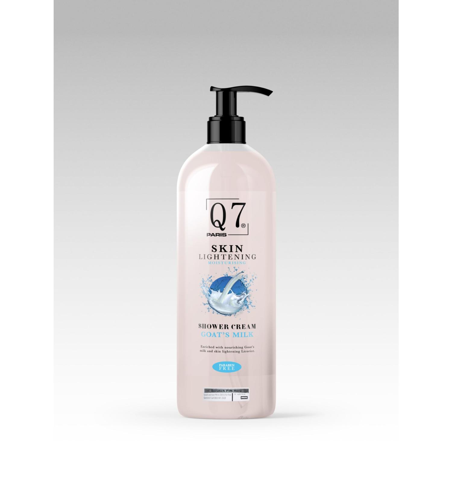 Q7paris Skin Lightening Shower Cream | Face Moisturise Cream for Men and Women | Anti-Ageing Skin Lightening Cream with Natural Ingredients Goat's Milk and Licorice - 1000ml