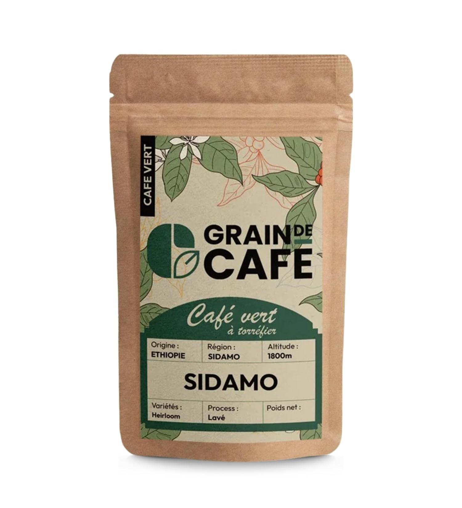  grain de cafe Great Coffee Ethiopia Green Coffee Mocha Sidamo 1kg | 100% Washed Arabica Unroasted | Floral & Lemon Terroir Coffee | Self R - Buy Online on GoSupps.com