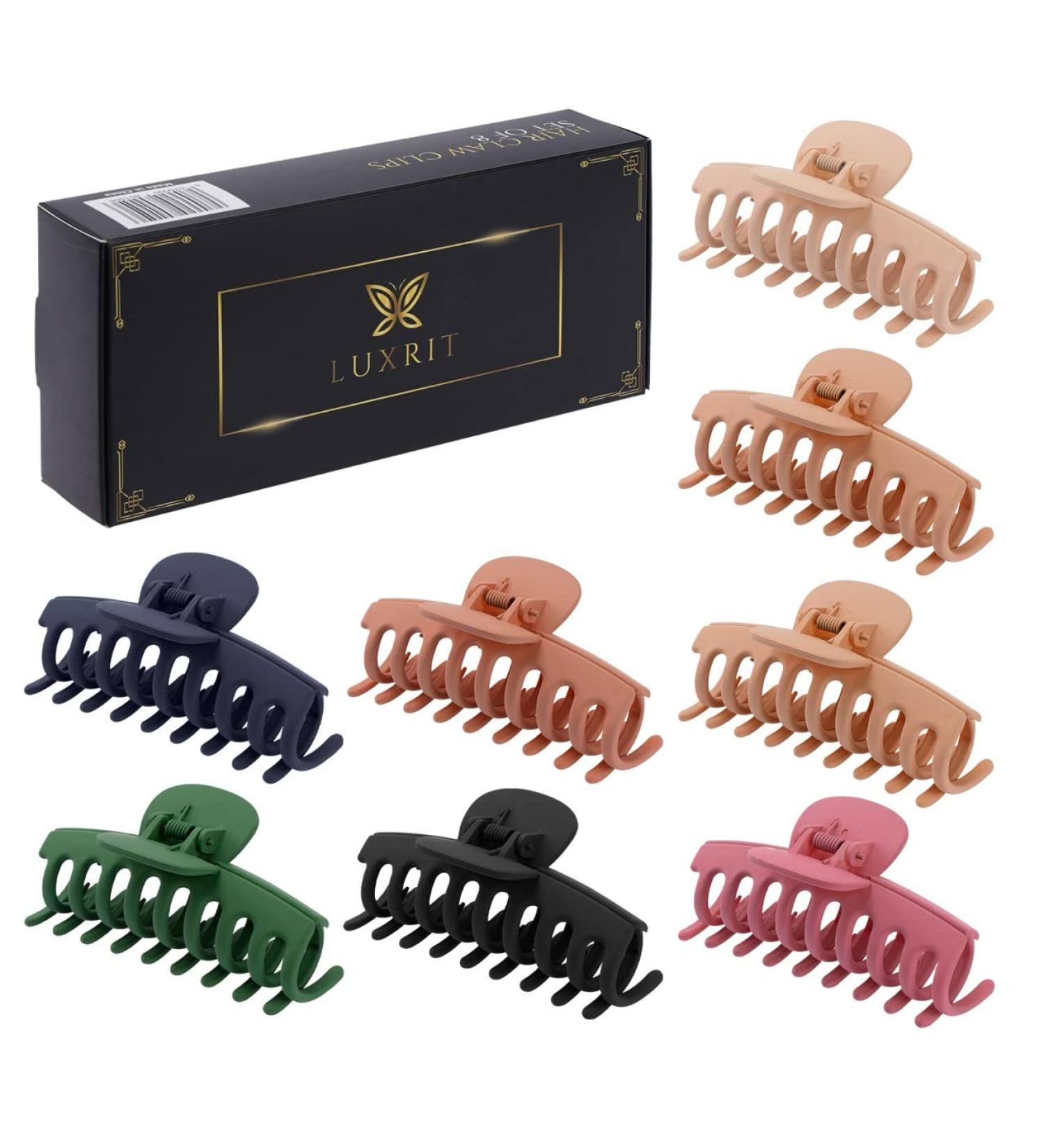 LUXRIT Hair Clips For Women | 3.5 Inch Medium Large Claw Clips for thick hair | 8 Pcs Hair Clips Women | Perfect Colorful series of hair styling accessories for women - Buy Online on GoSupps.com