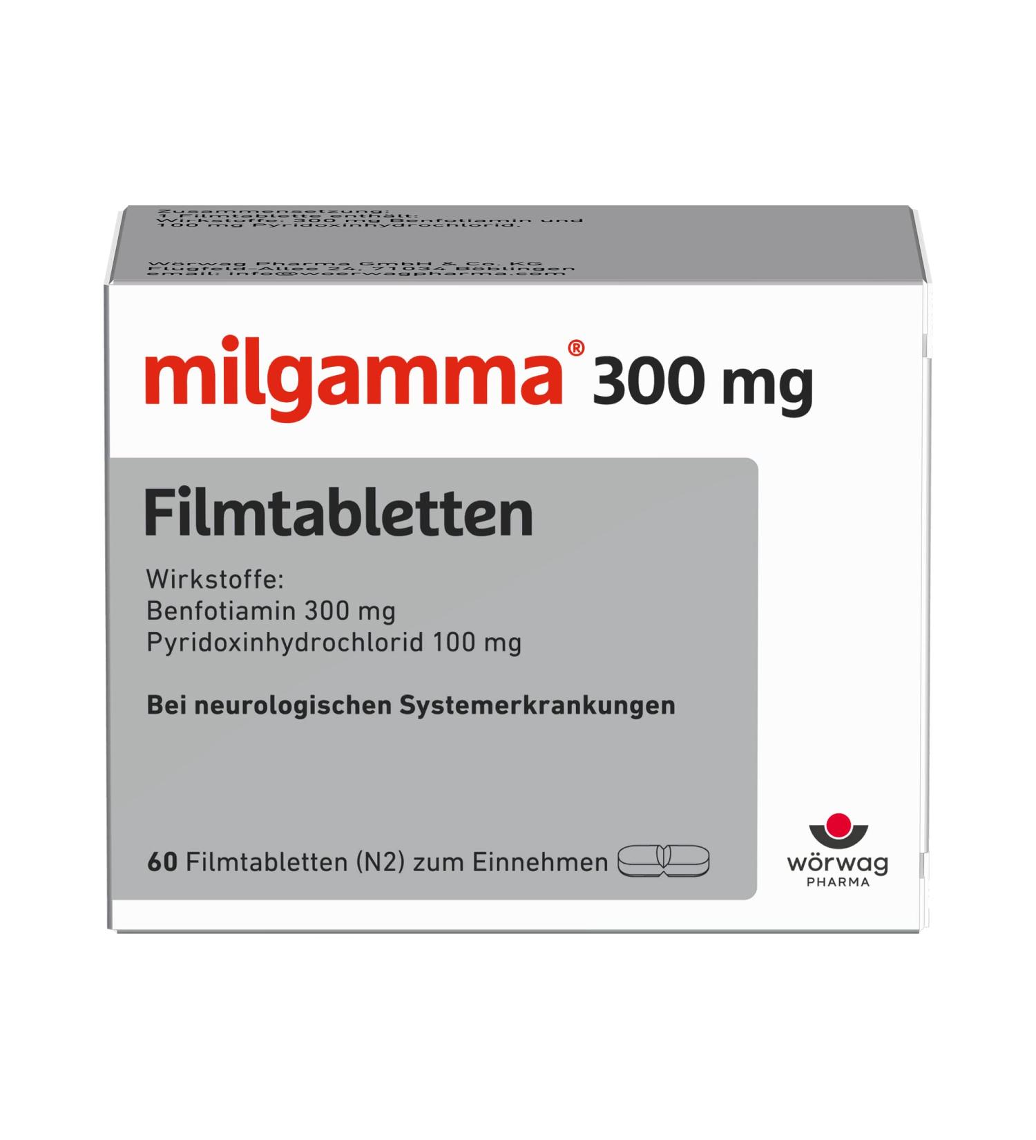 Buy Milgamma 300 mg Vitamin B1 Film-Coated Tablets with Benfotiamin & Vitamin B6 - 60 Pieces for Optimal Health | International Shipping Available - Buy Online on GoSupps.com