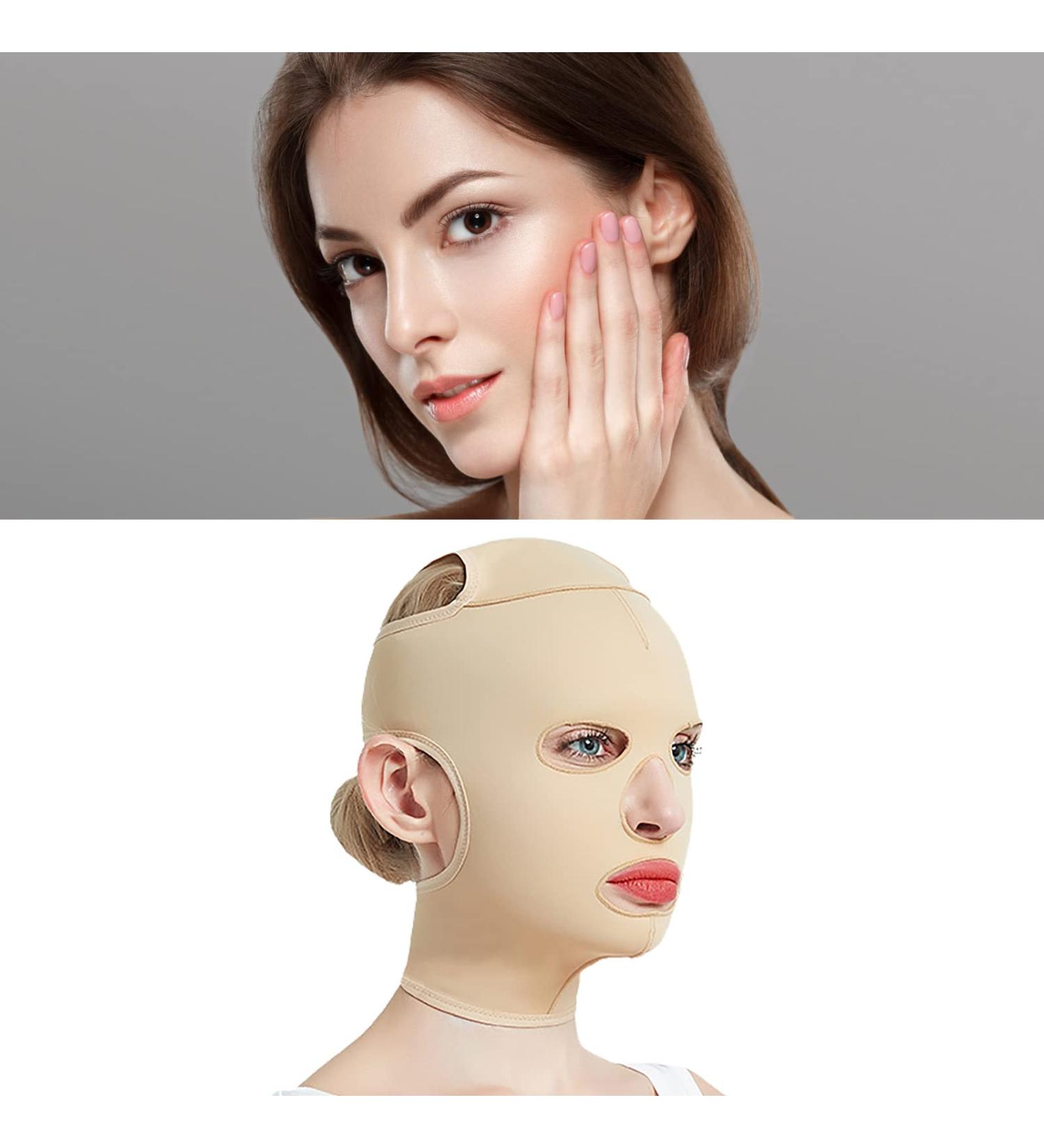 V Line Cheek Chin Slimming Belt - Facial Massage Shaper Reusable Breathable Full Face Strap for Skin Lifting & Facial Shaping (L) - International Shipping Available - Buy Online on GoSupps.com