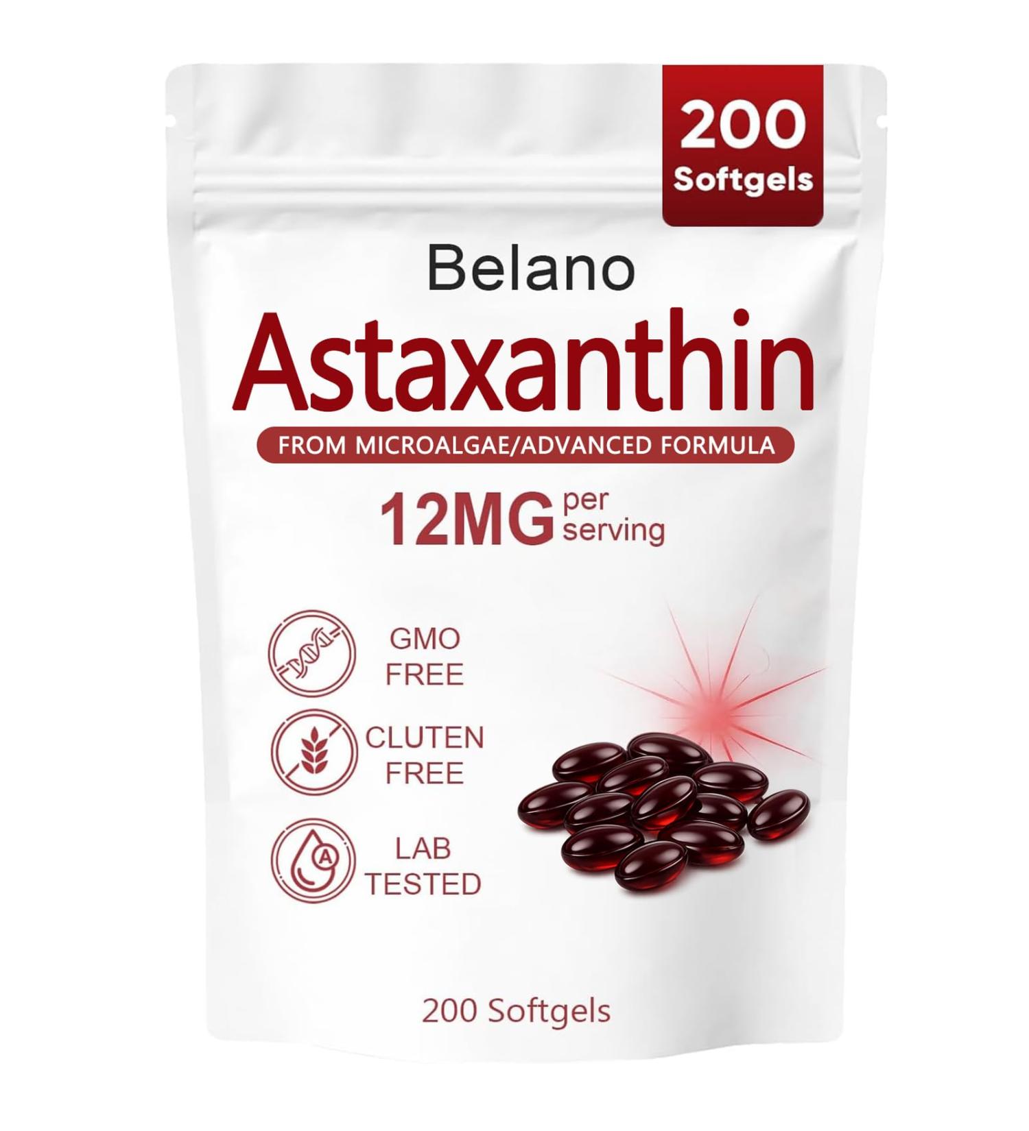 12mg Premium Astaxanthin Antioxidant Supports Eye Immune Skin Health Non-GMO Gluten-Free 200 Softgels 200 Count (Pack of 1) - Buy Online on GoSupps.com