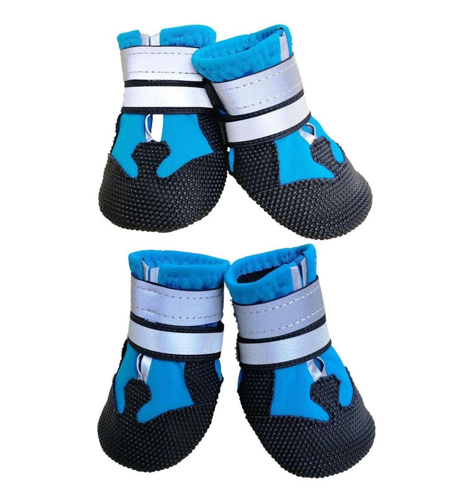 LEEKO Waterproof Dog Shoes - 4-Set Anti-Slip Paw Protection for Small Dogs | Reflective Straps & Velcro Fasteners | Perfect for Deep Snow & Rain S Blue - Buy Online on GoSupps.com