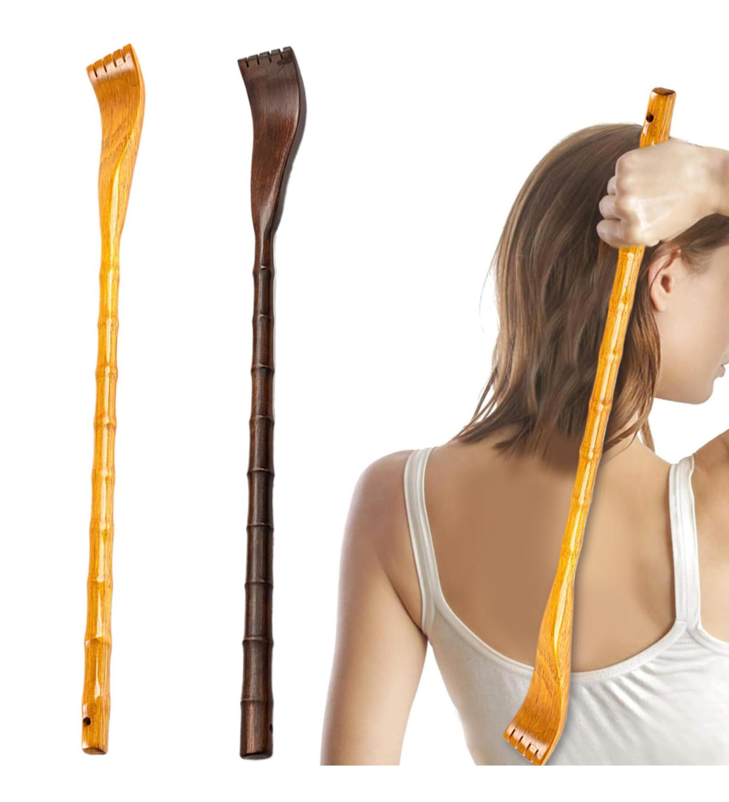 2-Pack Wooden Back Scratchers - 19 Smooth Manual Bamboo Itching Relief for Adults - Handheld and Jointed Design - Buy Online on GoSupps.com