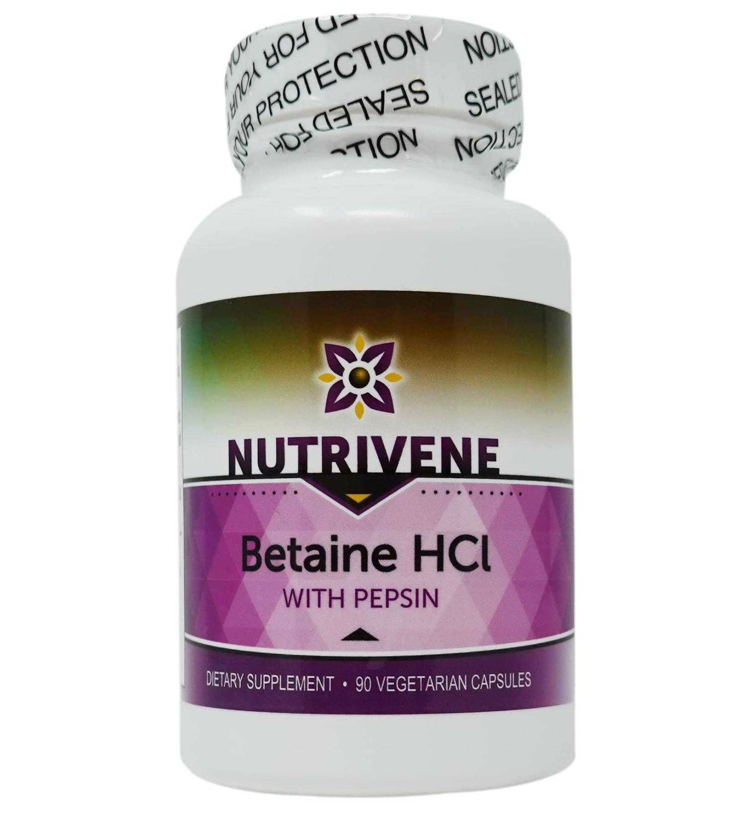 Nutrivene Betaine HCL with Pepsin (90 Capsules) - Digestive Enzyme Support - Buy Online on GoSupps.com