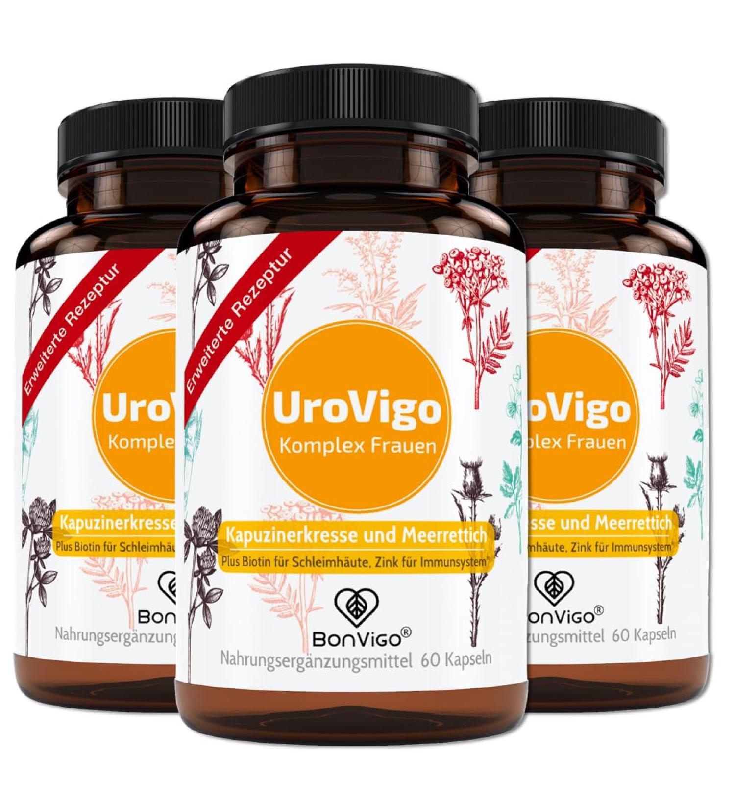Urovigo Women Capsules - Bladder Support with Vitamin A & Zinc | 8 Plant Complex for Immune & Skin Health - 2 Cans - Buy Online on GoSupps.com
