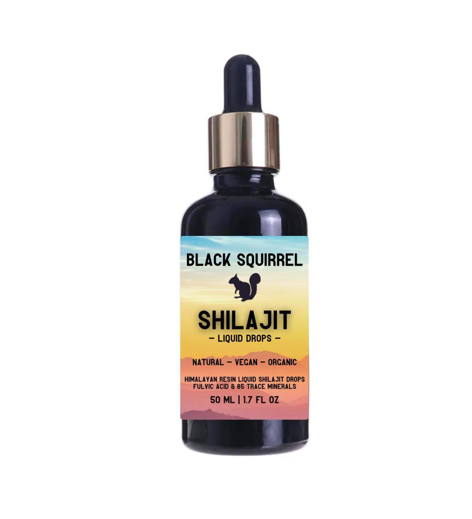 Shakra Health Black Squirrel Shilajit Liquid Drops 50ml - High-Strength Himalayan Fulvic Acid & Trace Minerals - Bio & Vegan - Buy Online on GoSupps.com