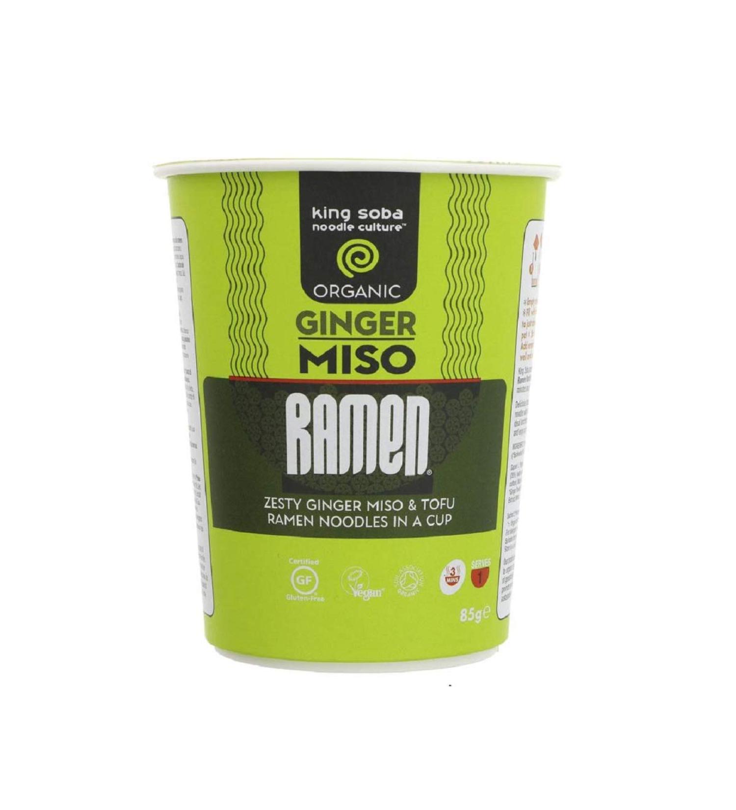 King Soba Noodle Culture King Soba Ramen Cup with Organic Ginger Miso 85g