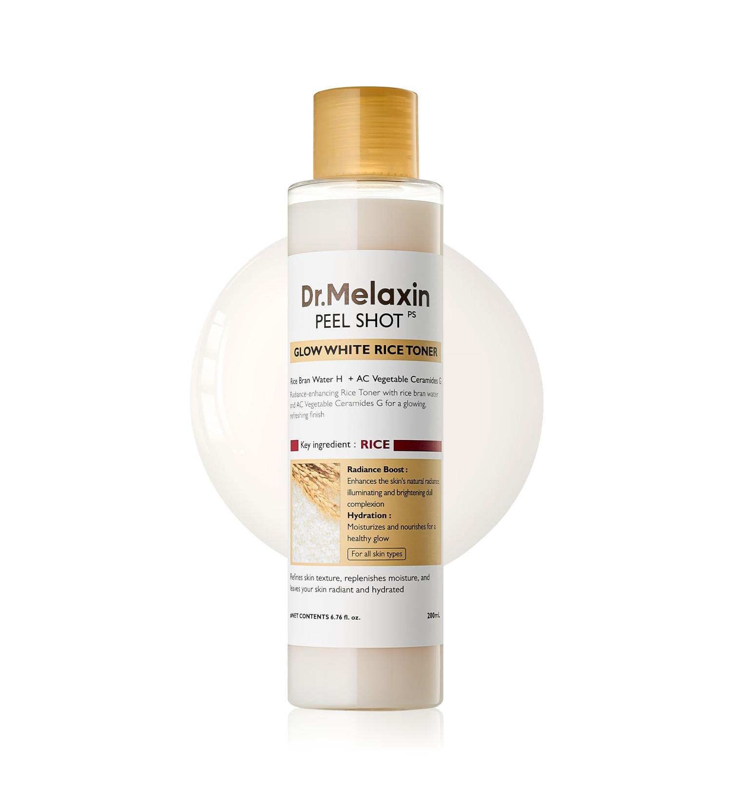 Dr.Melaxin Peel Shot Glow Rice Toner 200ml hydrated Skin Cleansing Skin Korean Skin Care - Buy Online on GoSupps.com
