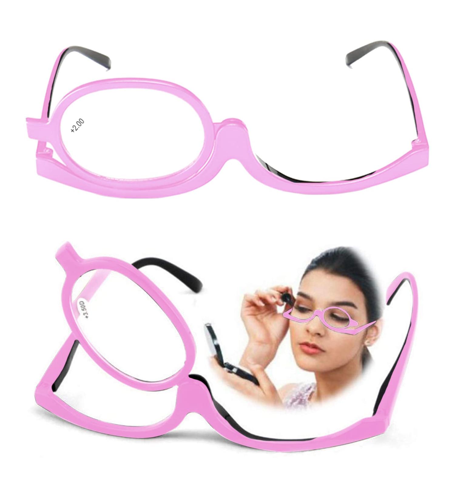 Stylish Foldable Makeup Glasses for Women - +2.0 Reading Glasses for Presbyopia - Pink Makeup Reading Glasses - Buy Online on GoSupps.com