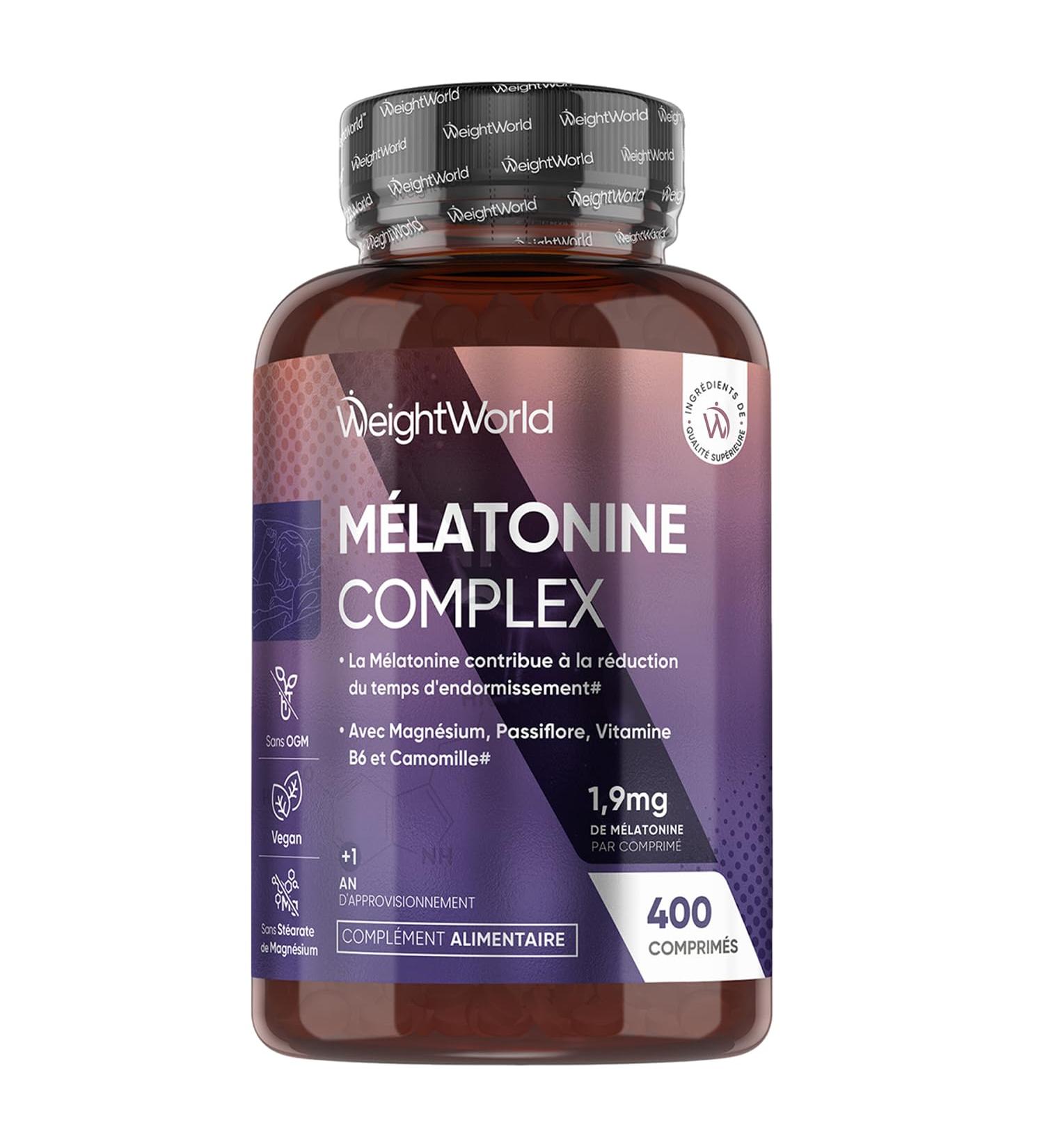 Melatonine 1 9 mg 400 Micro Comprim s Vegan M latonine Complexe avec Magn sium Vitamine B6 Passiflore et Camomille pour Adultes sans Accoutumance et sans St arate de Magn sium Format Voyage - Buy Online on GoSupps.com