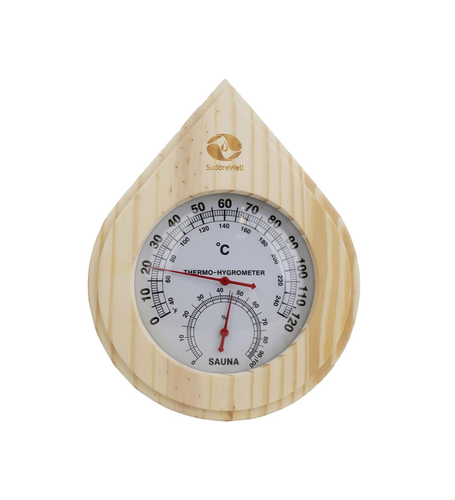 SudoreWell Sauna Climate Meter | Pine Wood Thermometer & Hygrometer for Perfect Humidity Control - Buy Online on GoSupps.com
