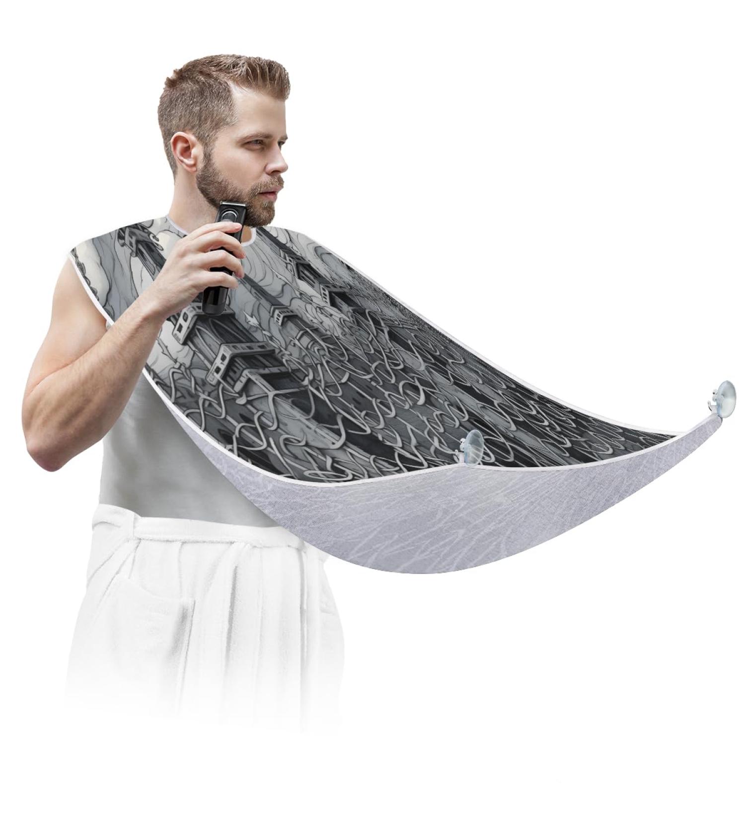 Cityscape Beard Bib Apron - Men's Beard Hair Catcher with Suction Cups | Perfect Gifts for Dad on Father's Day & Anniversaries - Buy Online on GoSupps.com