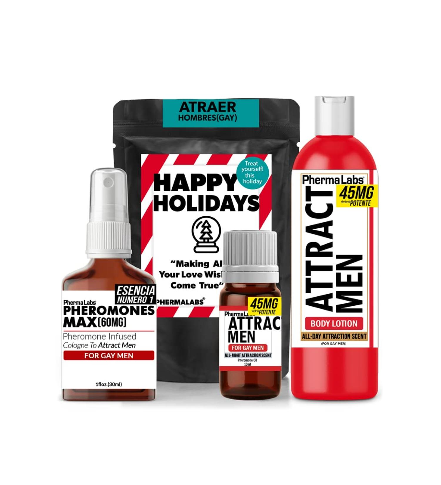 Gay Set de Regalo Feromonas Colonia Bundle: Colonia Aceite Corporal y Loci n Corporal (3 art culos) - para l atraer hombres