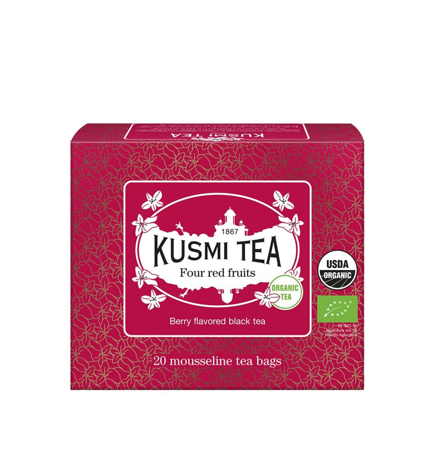 Kusmi Tea - Quatre Fruits Rouge Bio - Th noir saveur fruits rouges - Bo te th de 20 sachets mousseline Fruits rouges 20 Unit (Lot de 1) - Buy Online on GoSupps.com