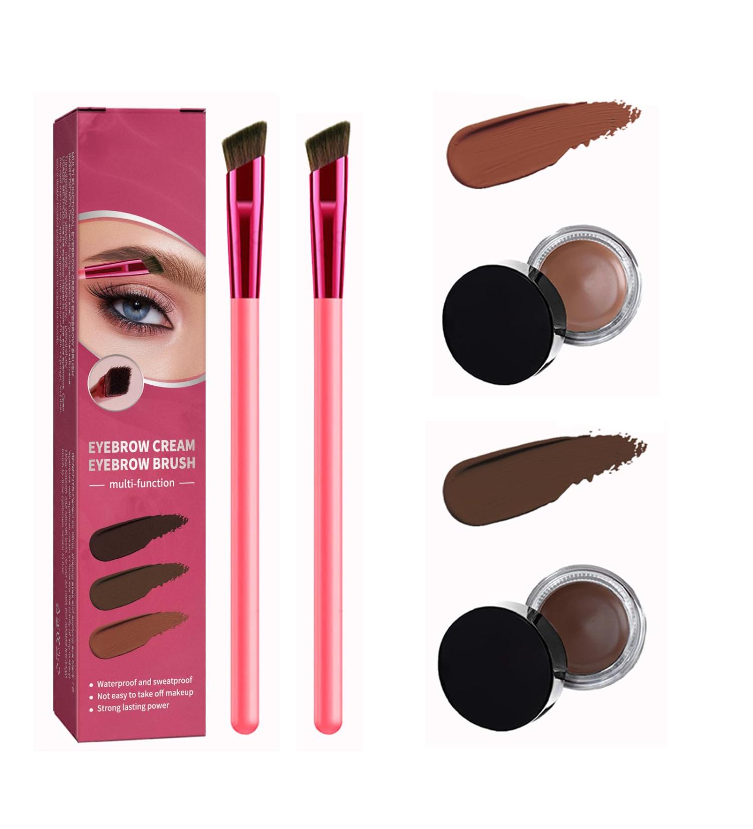 Eelhoe Eyebrow Brush Home Eyebrow Care Kit 4D Laminated 4D Laminated Brow Home-Grooming Kit 4D Hair Stroke Brow Stamp Brush with Eyebrow Cream (Light Brown+Dark Brown) - Buy Online on GoSupps.com