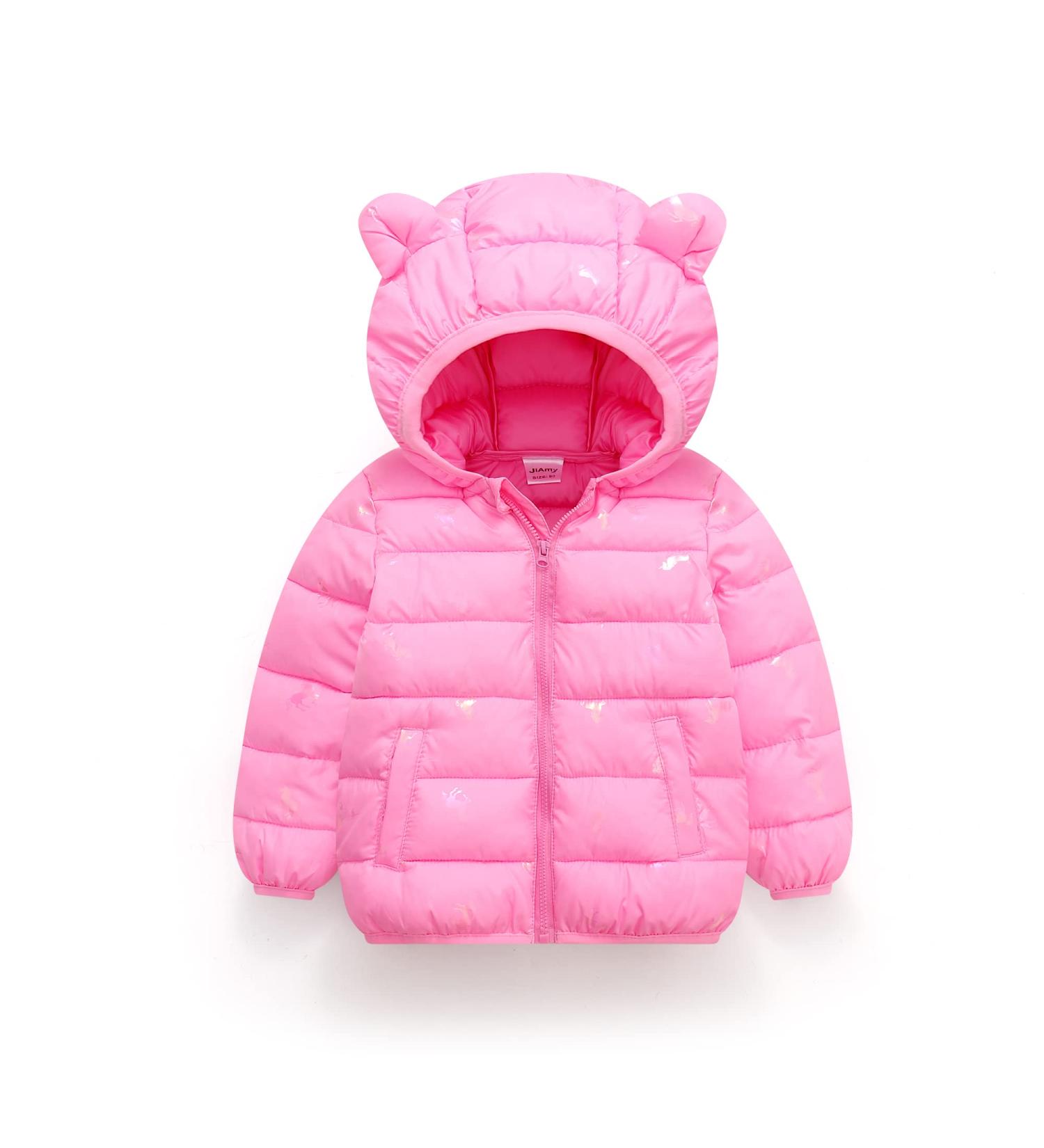Kids Hooded Winter Jacket - Toddler Puffer Coat for Boys & Girls 3-4 Years, Pink - Buy Online on GoSupps.com