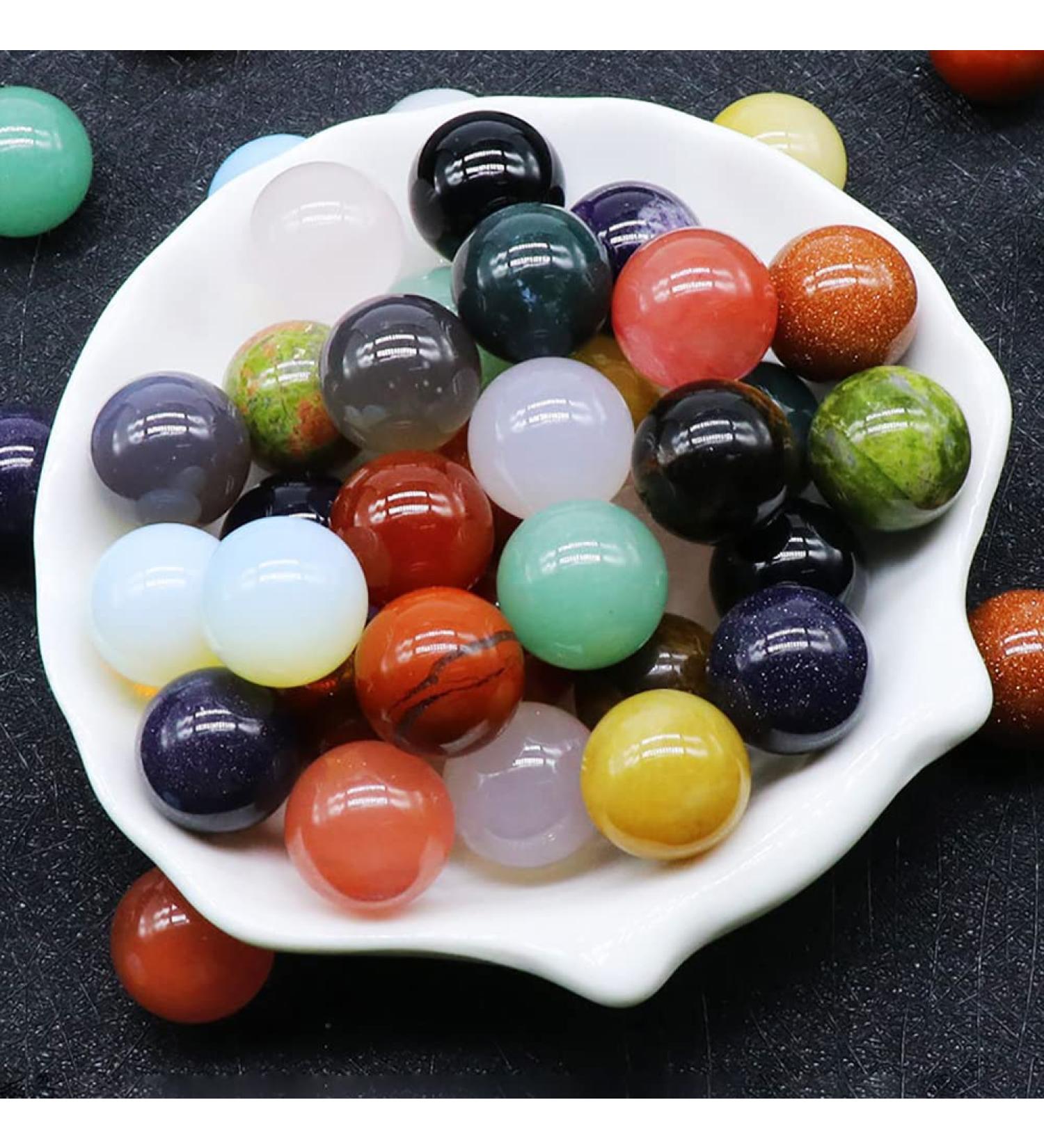 12 Pcs Chakra Healing Gemstone Crystal Ball Set - Natural Quartz Spheres for Meditation and Feng Shui - Mixed Colors - Buy Online on GoSupps.com