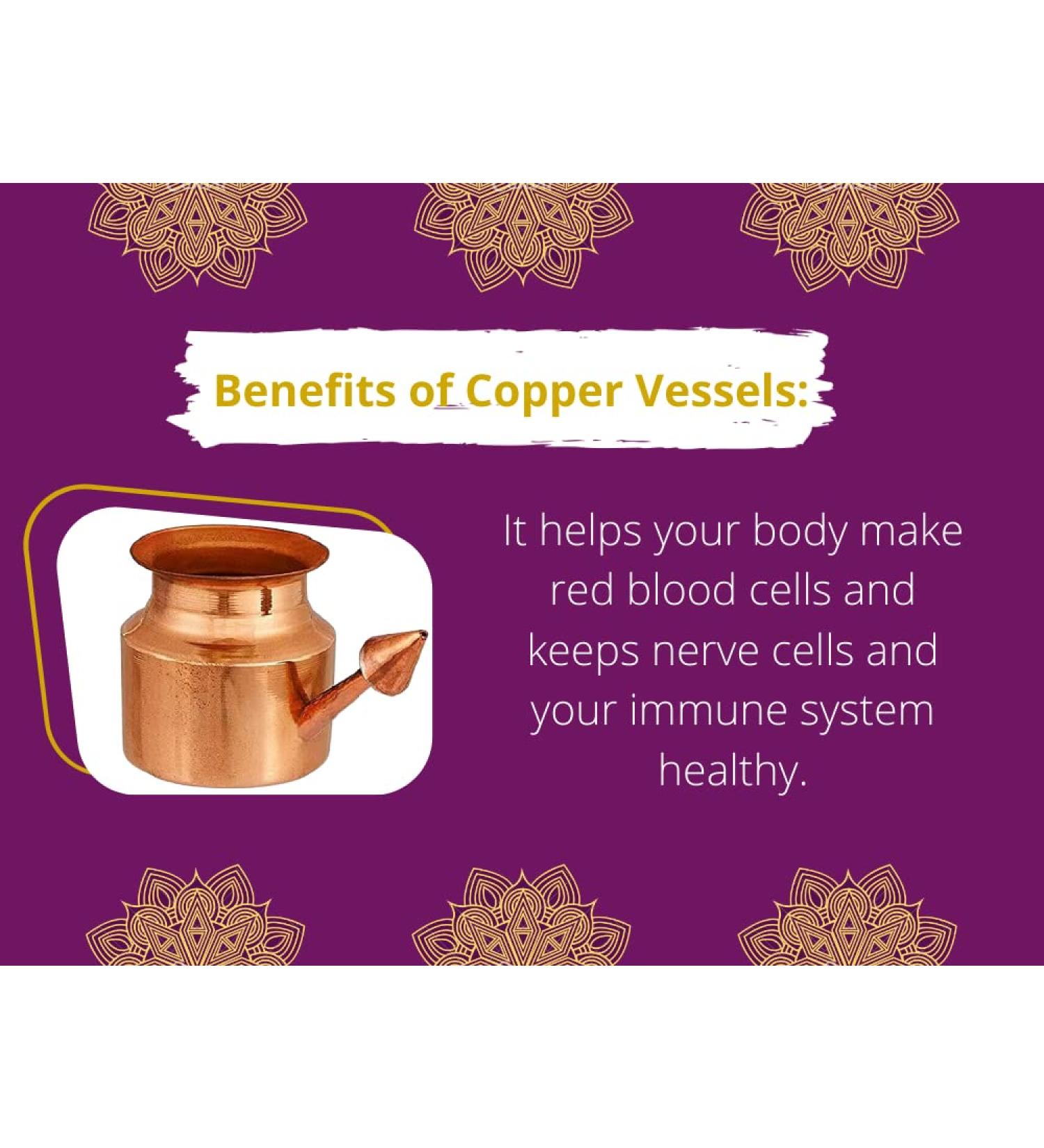 Pure Copper Traveller's Traditional Neti Lota Ramjhara Kalash - Nasal Congestion Relief Tool Kit - Buy Online on GoSupps.com