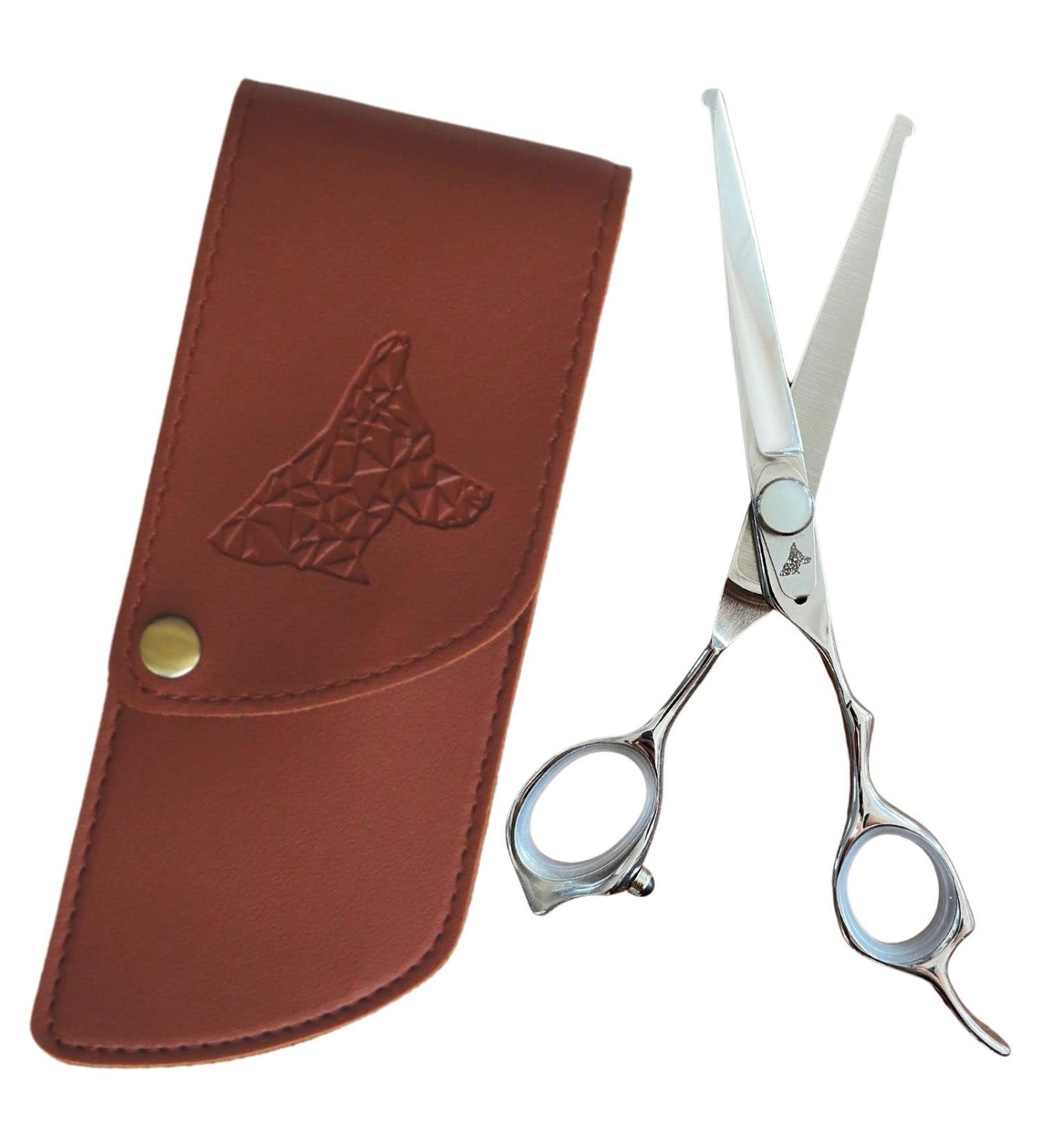 Contemporary Doggy Stainless Steel Dog Grooming Scissors with Round Tips - Pet Trimming Shears with Micro-Serrated Blade - Professional Quality at Home Ensuring Safety - Comfortably Trim Face & Paws - Buy Online on GoSupps.com