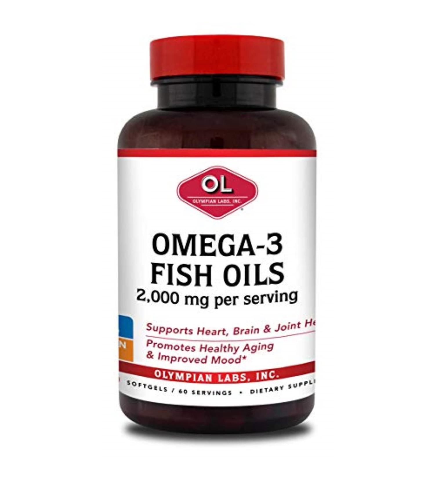Olympian Labs Omega-3 Fish Oils 2000mg per Serving - Helps Support Brain & Heart Health 120 Count (73) 2000mg 120 Count (Pack of 1)