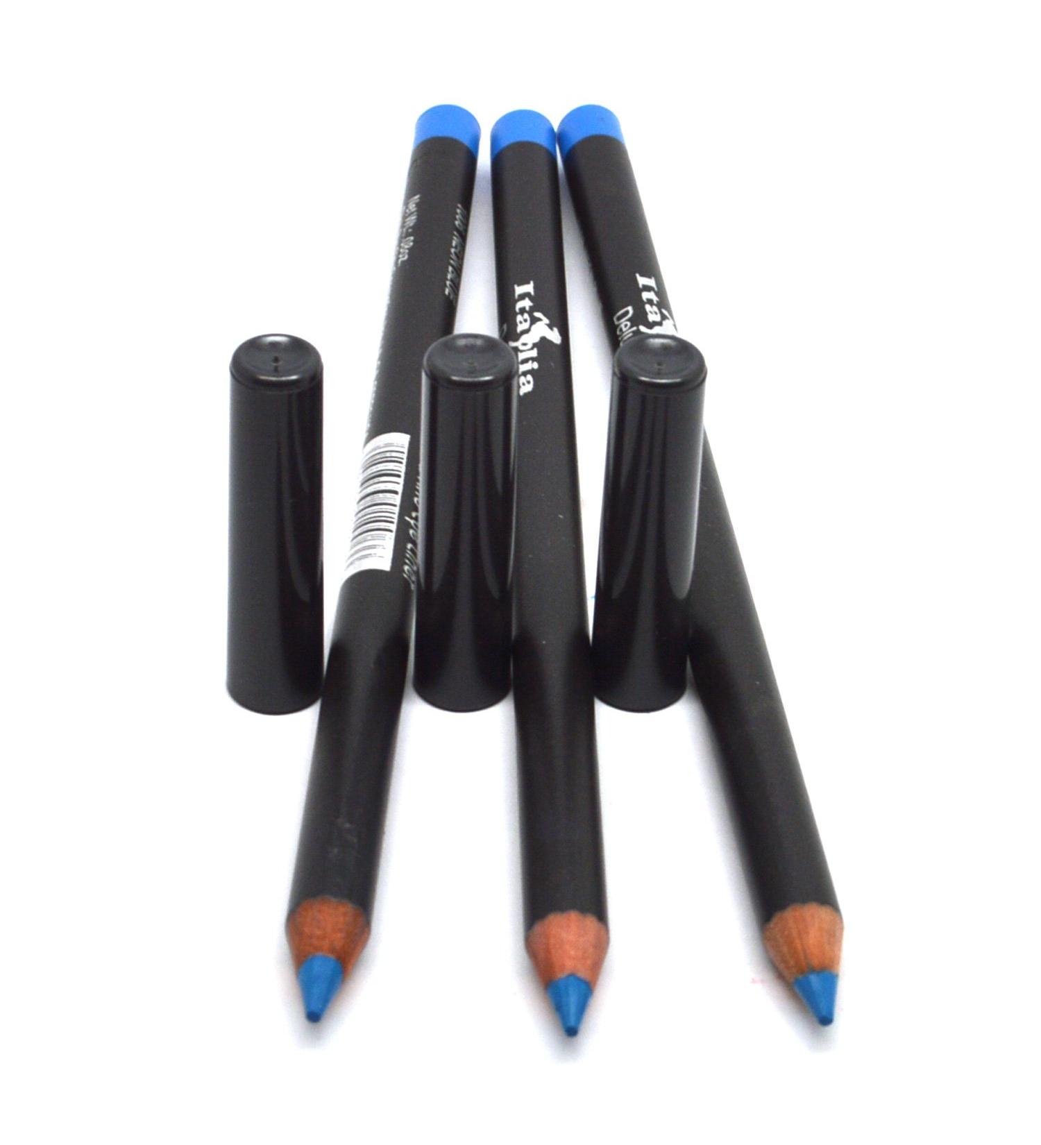 Italia 1006 Neon Blue Ultra Fine Eye Liner Pencil Lip Eyeliner Set - 3 Pcs with Free Zip Bag - Buy Online on GoSupps.com