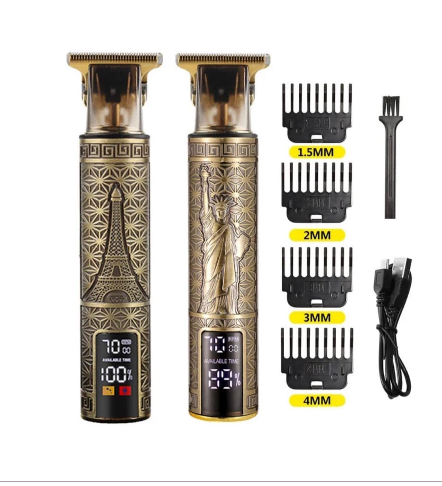 Vintage Beard & Hair Trimmer Set | LCD Display 4 Guide Combs Gold/Black - International Shipping Available - Buy Online on GoSupps.com