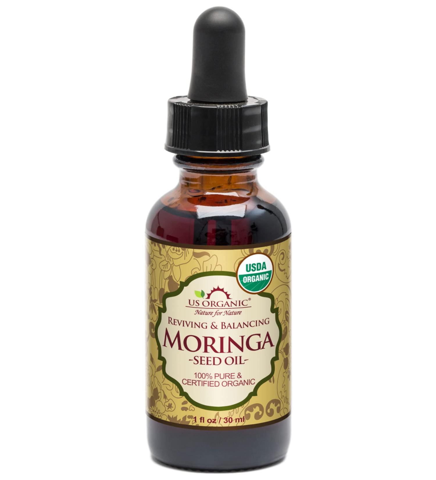 USDA Certified Organic Moringa Oil | 100% Pure Cold Pressed Vegan Oil for Skin Hair & Body | Moisturizer for Fine Lines & Wrinkles - 1 oz - Buy Online on GoSupps.com