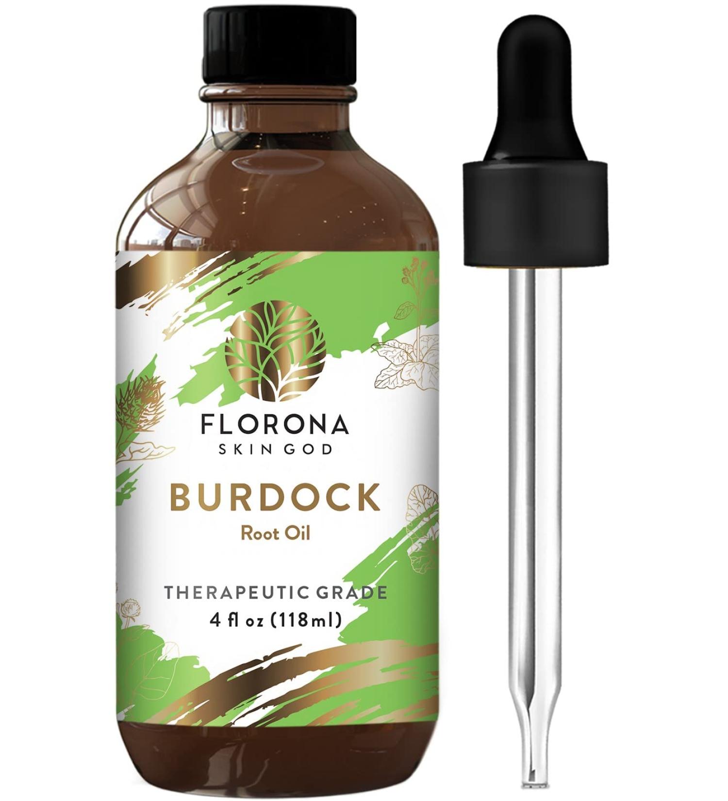 Florona 100% Pure Burdock Root Oil - 4 fl oz for Hair, Face & Skin Care - Buy Online on GoSupps.com