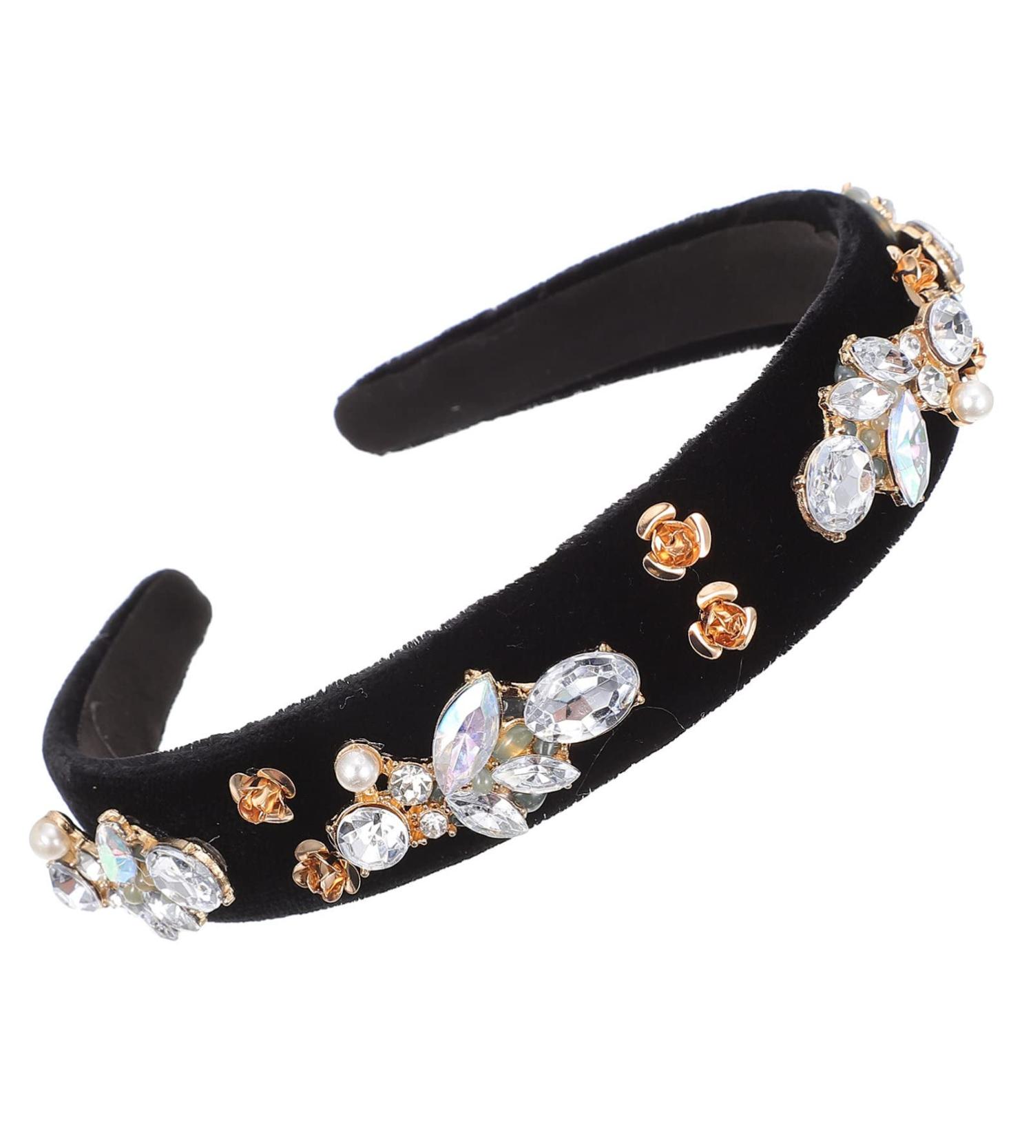 Rhinestone Headband Crystal Diamond Headband Hair Accessories for Women Wedding Cosplay Hairband Bride Hairband Head Bands for Women Pearls Head Beaded Rhinestones Crown Miss Color 2 - Buy Online on GoSupps.com