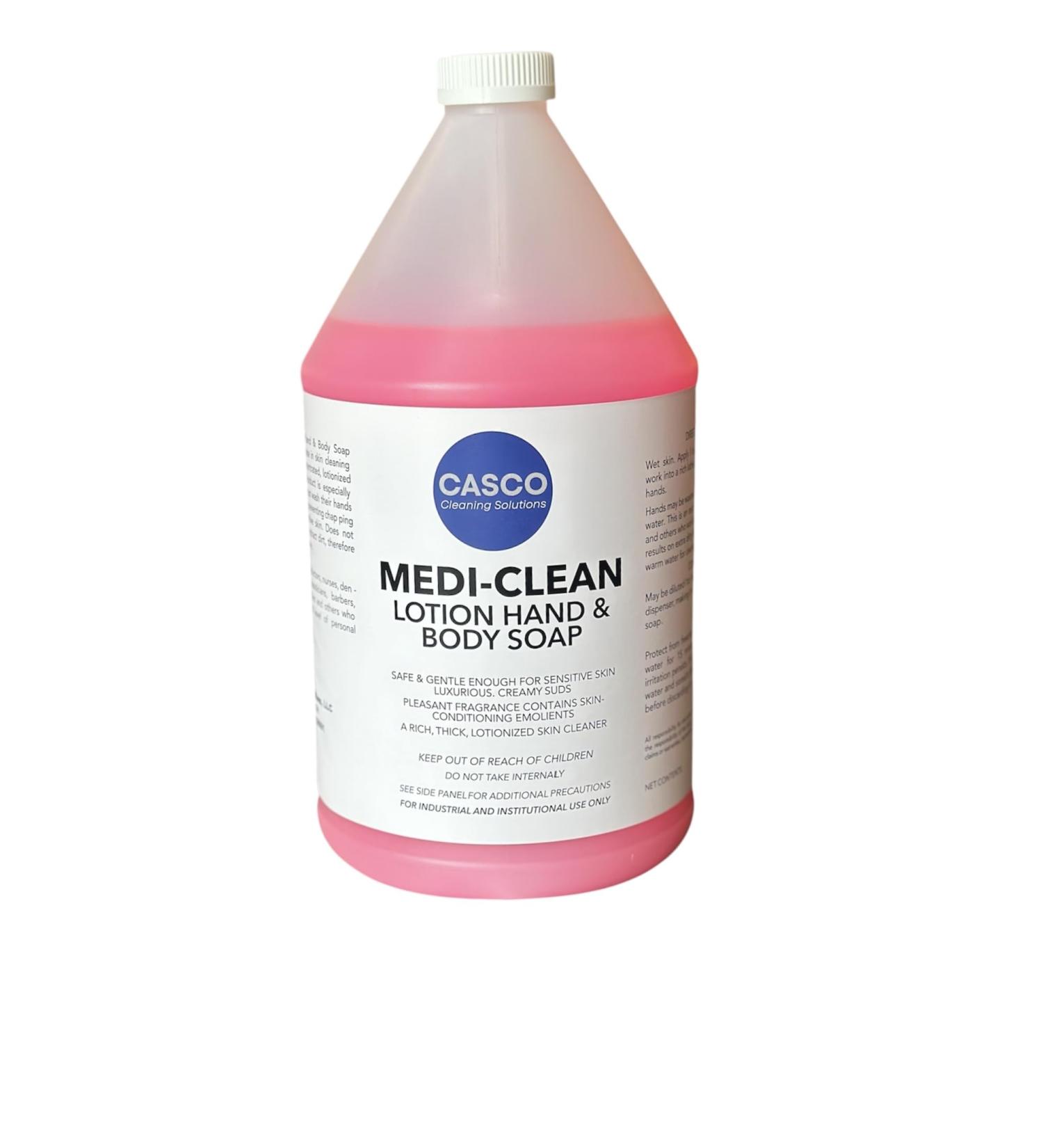 Casco Medi-Clean Professional Lotion Hand and Body Soap Concentrated Liquid Formula for Frequent Use Pink Industrial Size