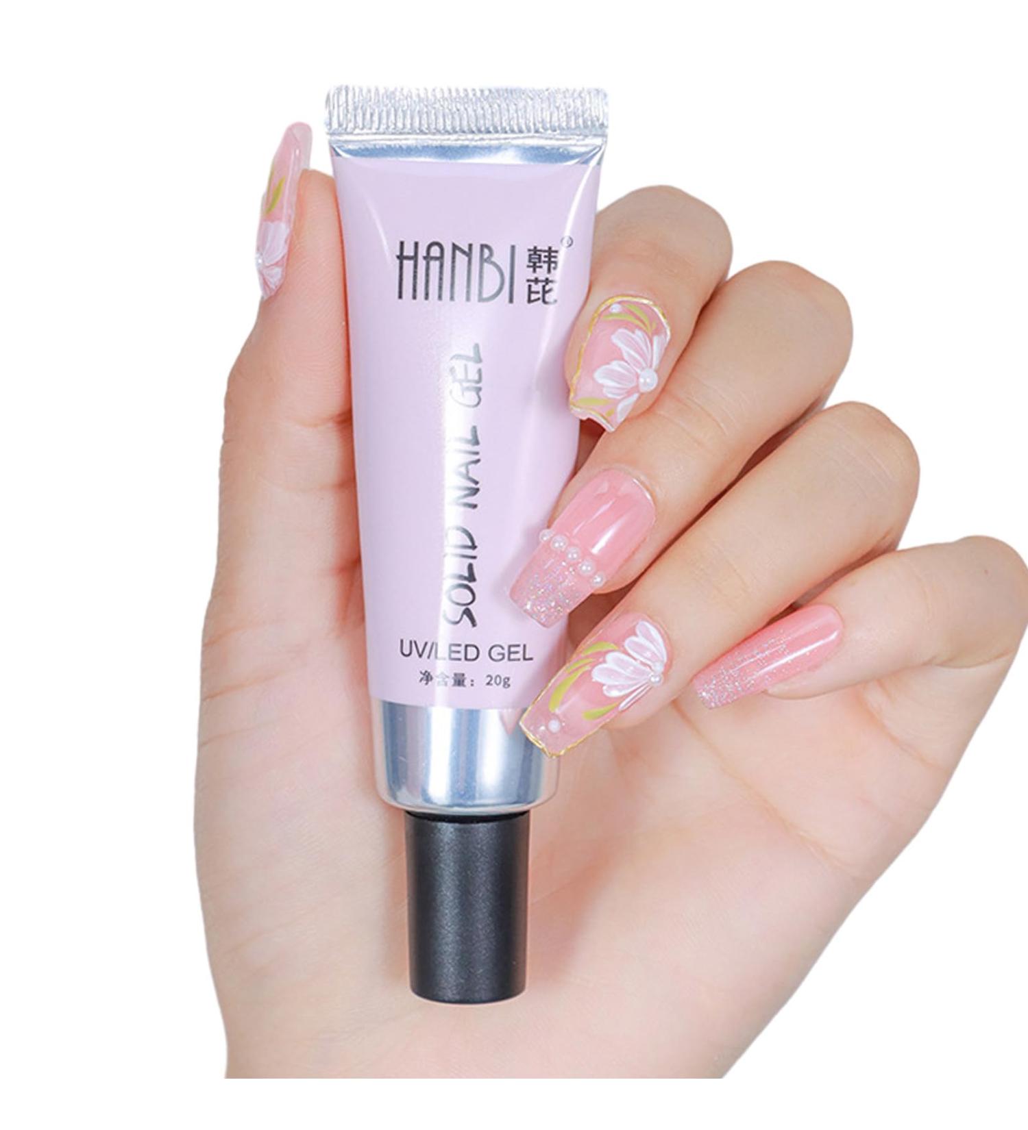 Solid Nail Gel - Nail Extension Gel Portable Nail Tips Solid Gel Press on Nails Solid Glue Gel for Fake Nails Curing Needed Home Use Kshsaa - Buy Online on GoSupps.com