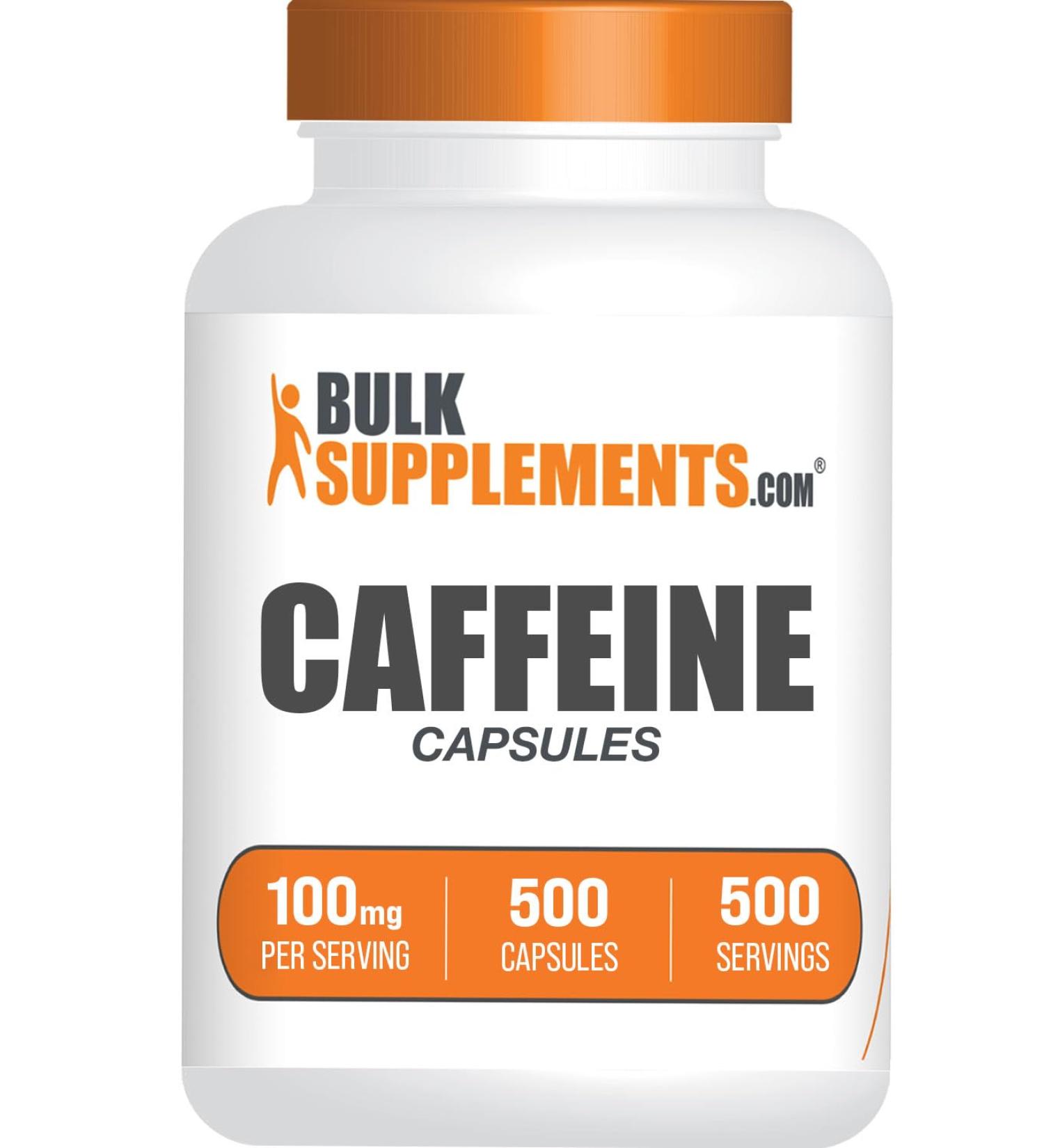 BulkSupplements Caffeine 100mg Capsules - Energy Support Supplements 500 Count Caffeine Pills for Boosted Focus & Stamina - Buy Online on GoSupps.com