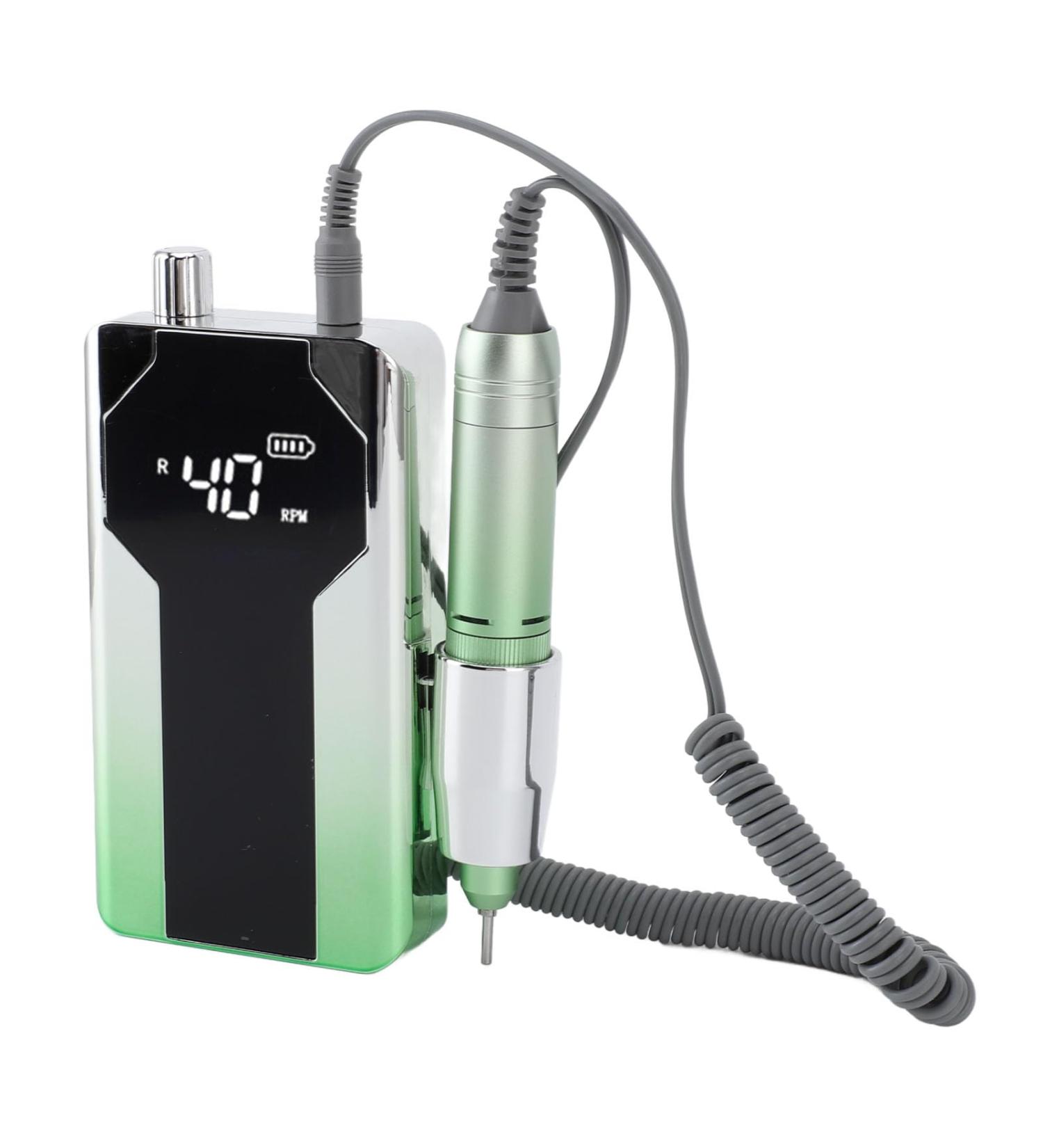 Electric Nail Drill Portable Rechargeable Polishing Speed Adjustable Nail Grinder Silver Green Gradient 40 000RPM with 6 Heads for Home Salon Use - Buy Online on GoSupps.com