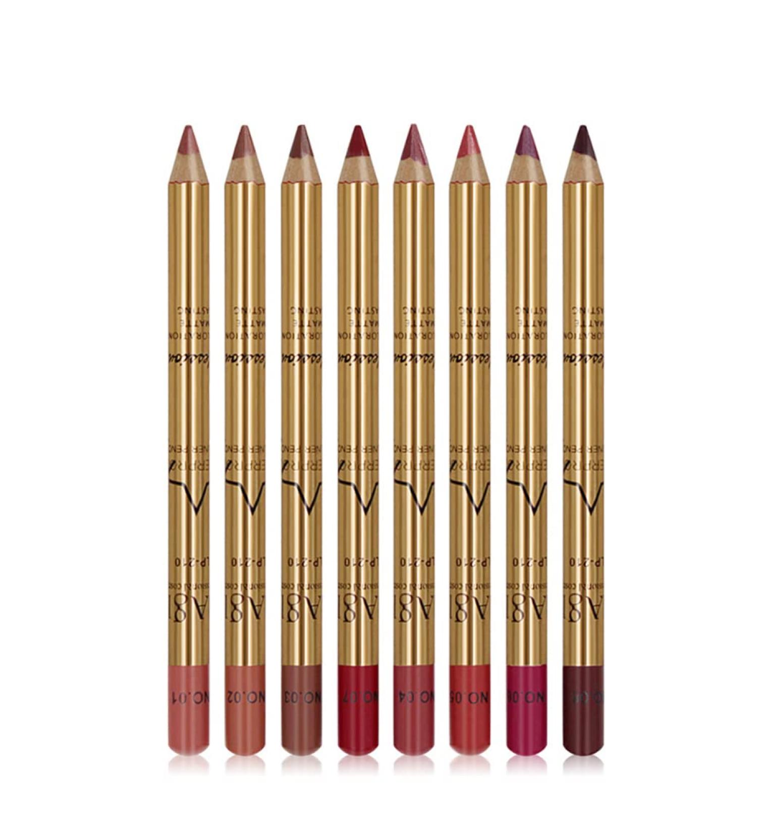 8PCS Waterproof Lip Liner Pencil Kit | Long Lasting Retro Lipstick & Smooth Lips Cosmetic Set - Buy Online on GoSupps.com