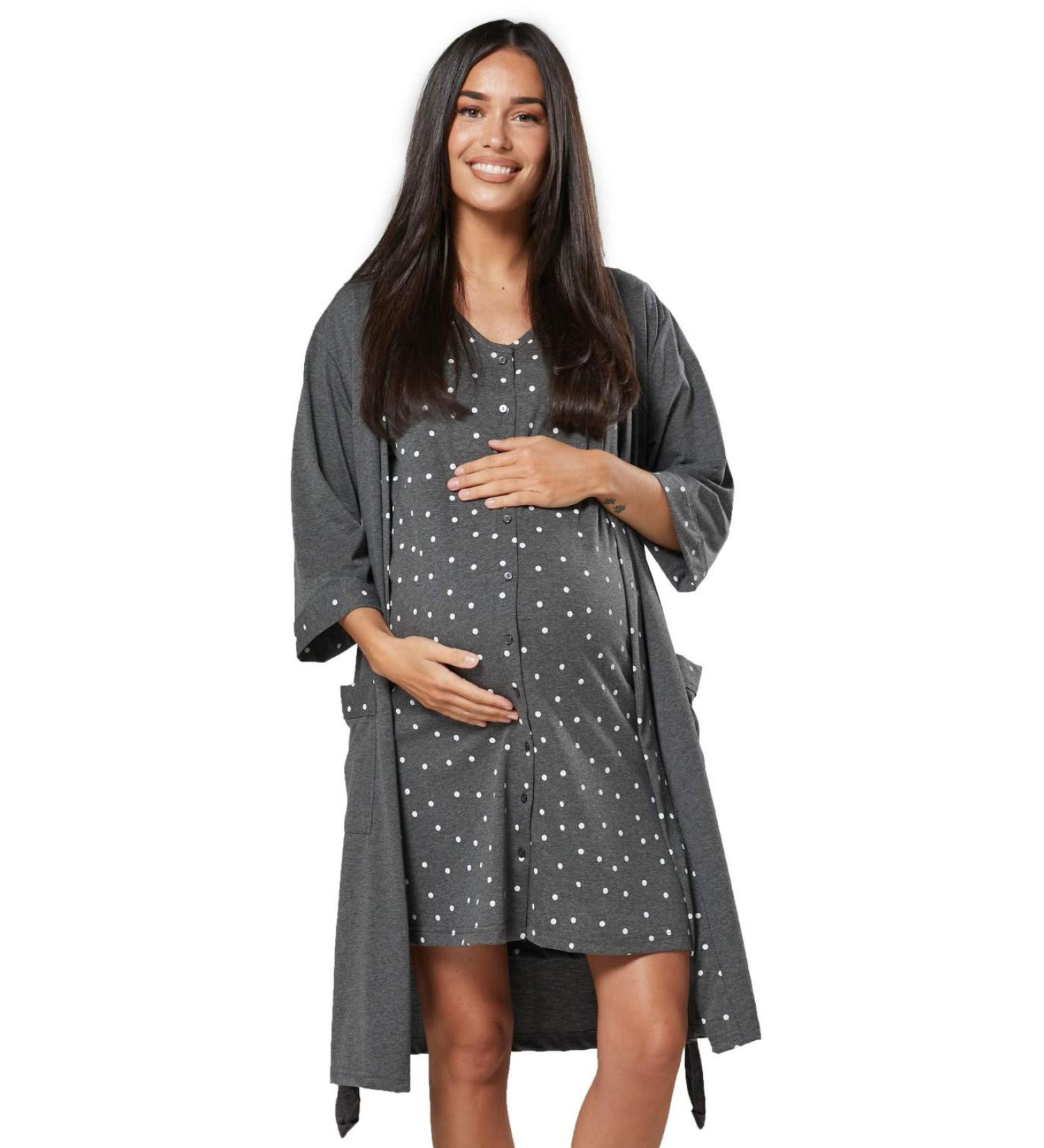 Zeta Ville Maternity Nursing Nightie Nightdress Robe Set - Graphite - Size 10 - Buy Online on GoSupps.com
