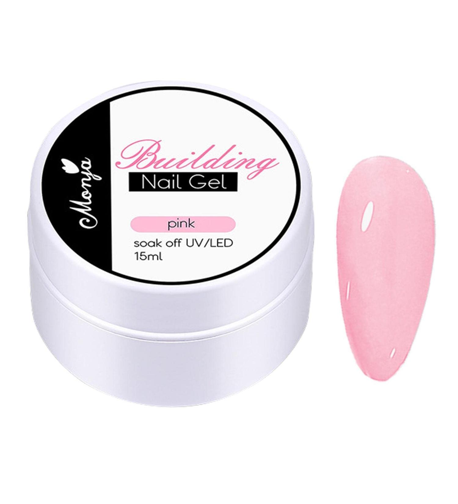 Solid Nail Glue Gel Hard Nail Extension | No-Sticky Hand Building Gel Art Modeling Sculpture Gel Nail for Home Nail Salon Pink - Buy Online on GoSupps.com