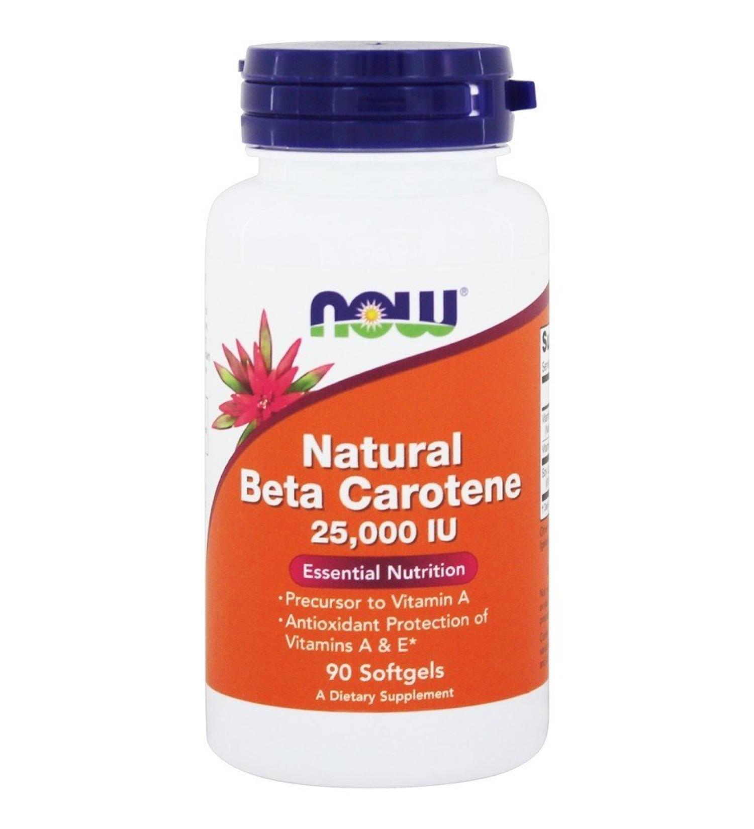 Now Foods Natural Beta Carotene 25000 IU - 90 Softgels | Antioxidant Support - Buy Online on GoSupps.com