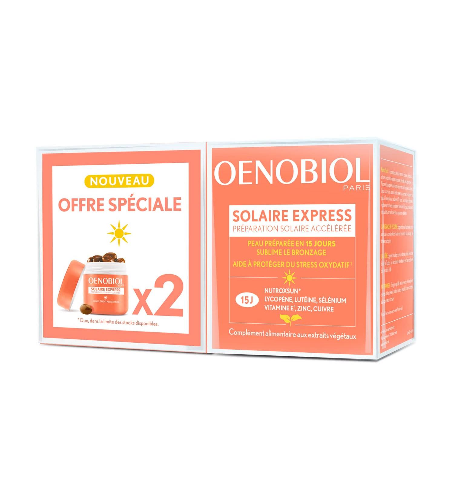 OENOBIOL - Food Supplements - Accelerated Solar Preparation - Solar Express - 1 Month Program - 2 Boxes of 15 Capsules - Buy Online on GoSupps.com