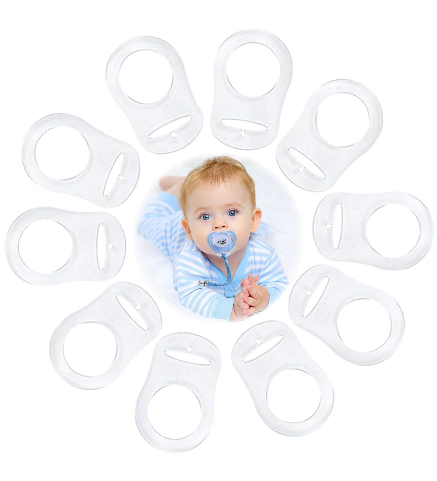 10pcs Transparent Silicone Button Rings | Pacifier Chain & Holder Clip Adapter | Baby Silicone Ring for Pacifiers - Buy Online on GoSupps.com