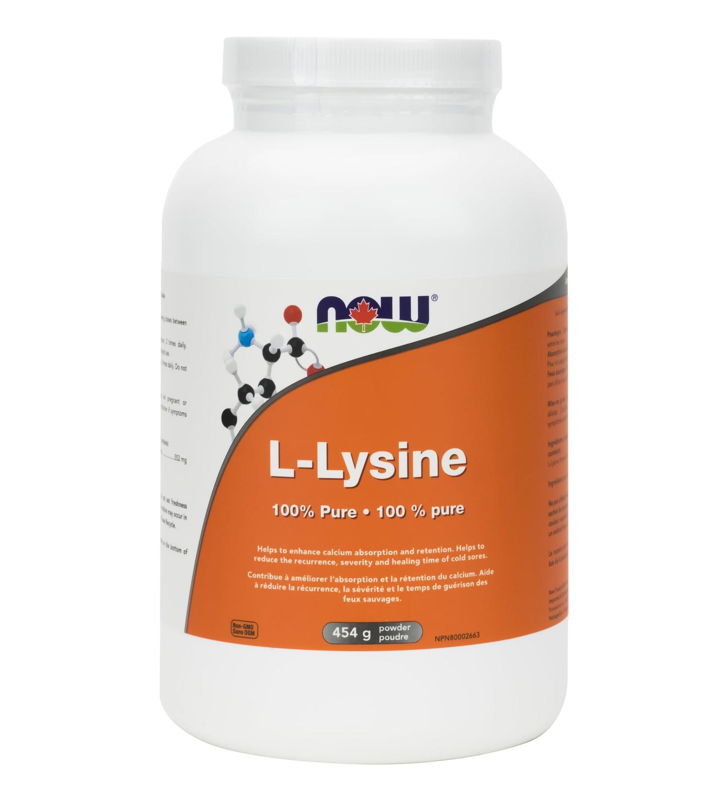 NOW Supplements L-Lysine Powder 100% Pure 454g - Buy Online on GoSupps.com