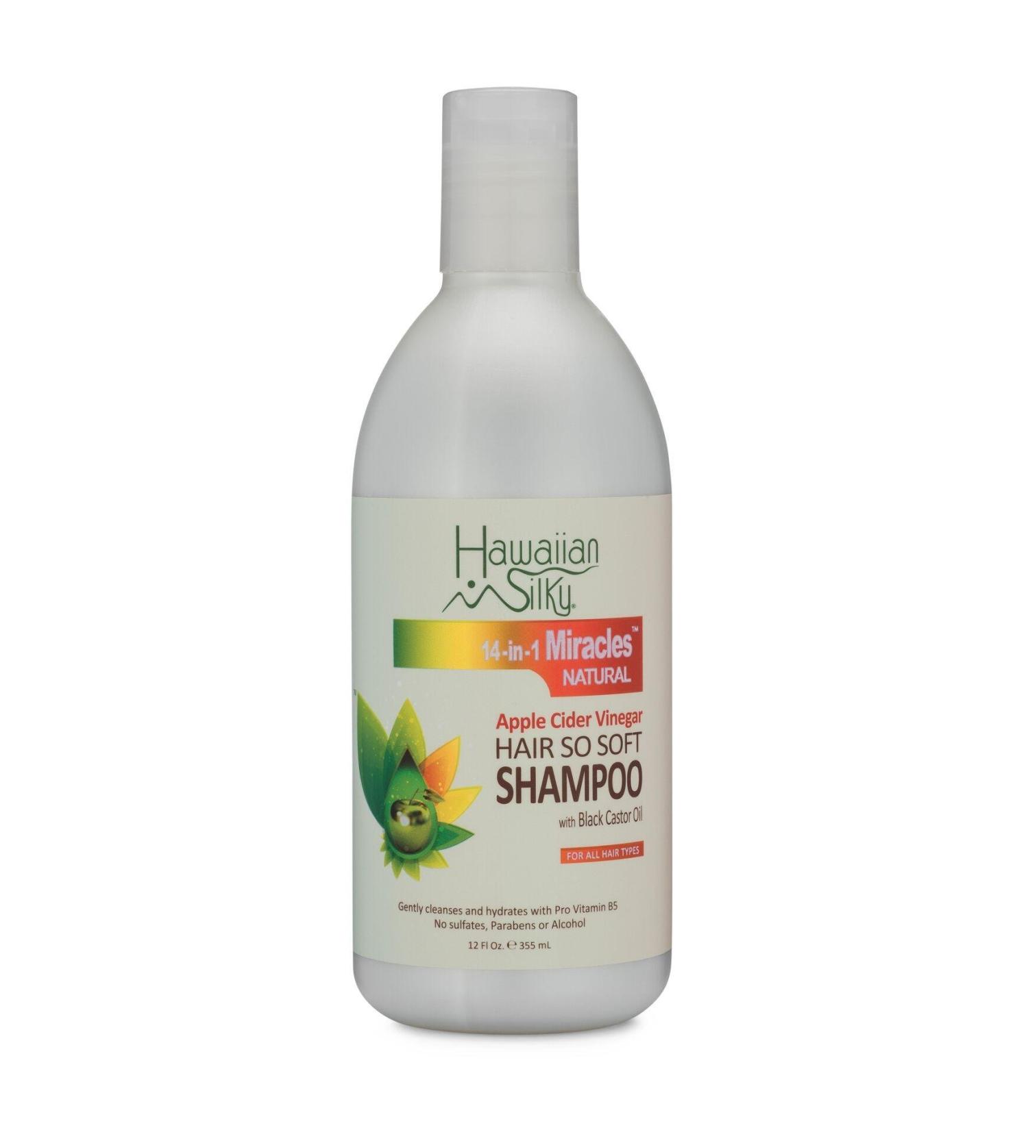 Hawaiian Silky Apple Cider Vinegar Shampoo - Sulfate-Free 12 fl oz | Black Castor Oil for Dry Scalp | 14-in-1 Miracle Shampoo for Men Women & Kids - International Shipping Available - Buy Online on GoSupps.com